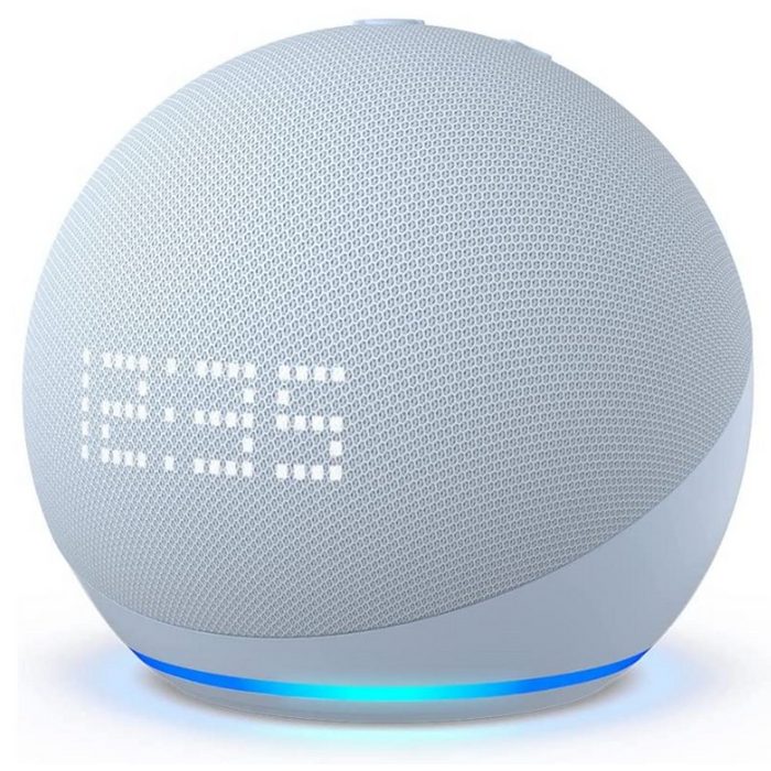 Amazon Echo Dot mit Uhr 5. Generation 1.0 Smart Speaker (WLAN (WiFi) Integrierter Temperatursensor Mikrofon-aus-Taste)