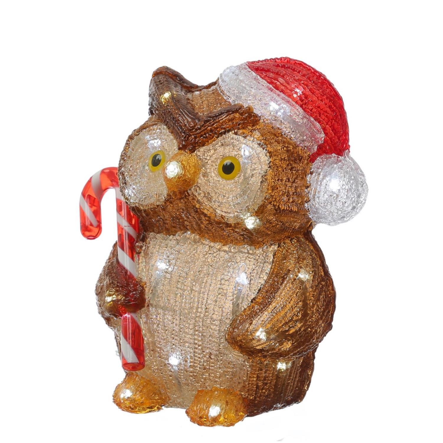 MARELIDA LED Dekofigur LED Eule mit Zuckerstange Acrylfigur Außen Weihnacht günstig online kaufen