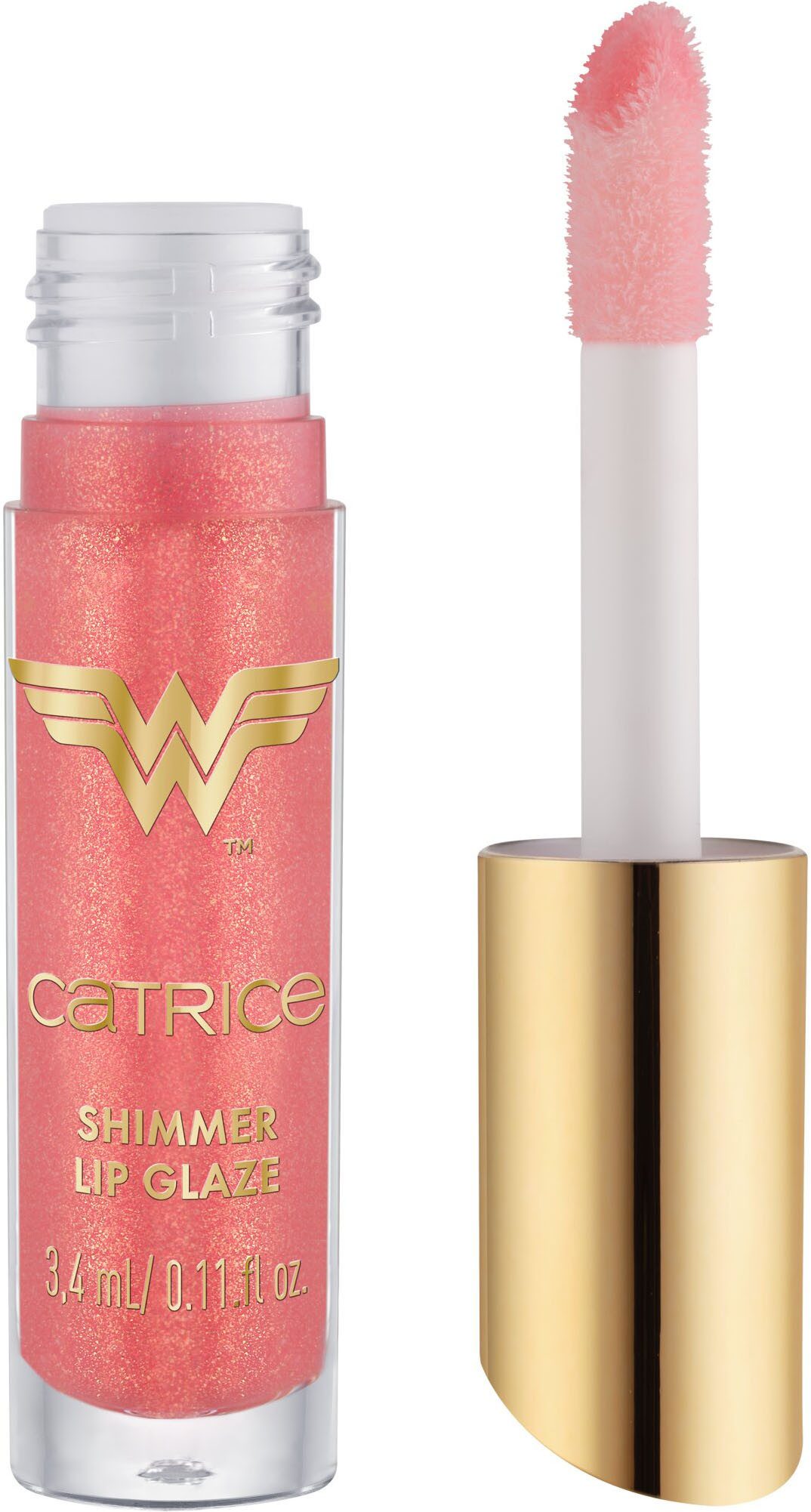 Catrice Lipgloss Wonder Woman Shimmer Lip Glaze, 3-tlg., Hochglanz-Mix aus Lippenöl und Gloss, pflegt und spendet Feuchtigkeit.