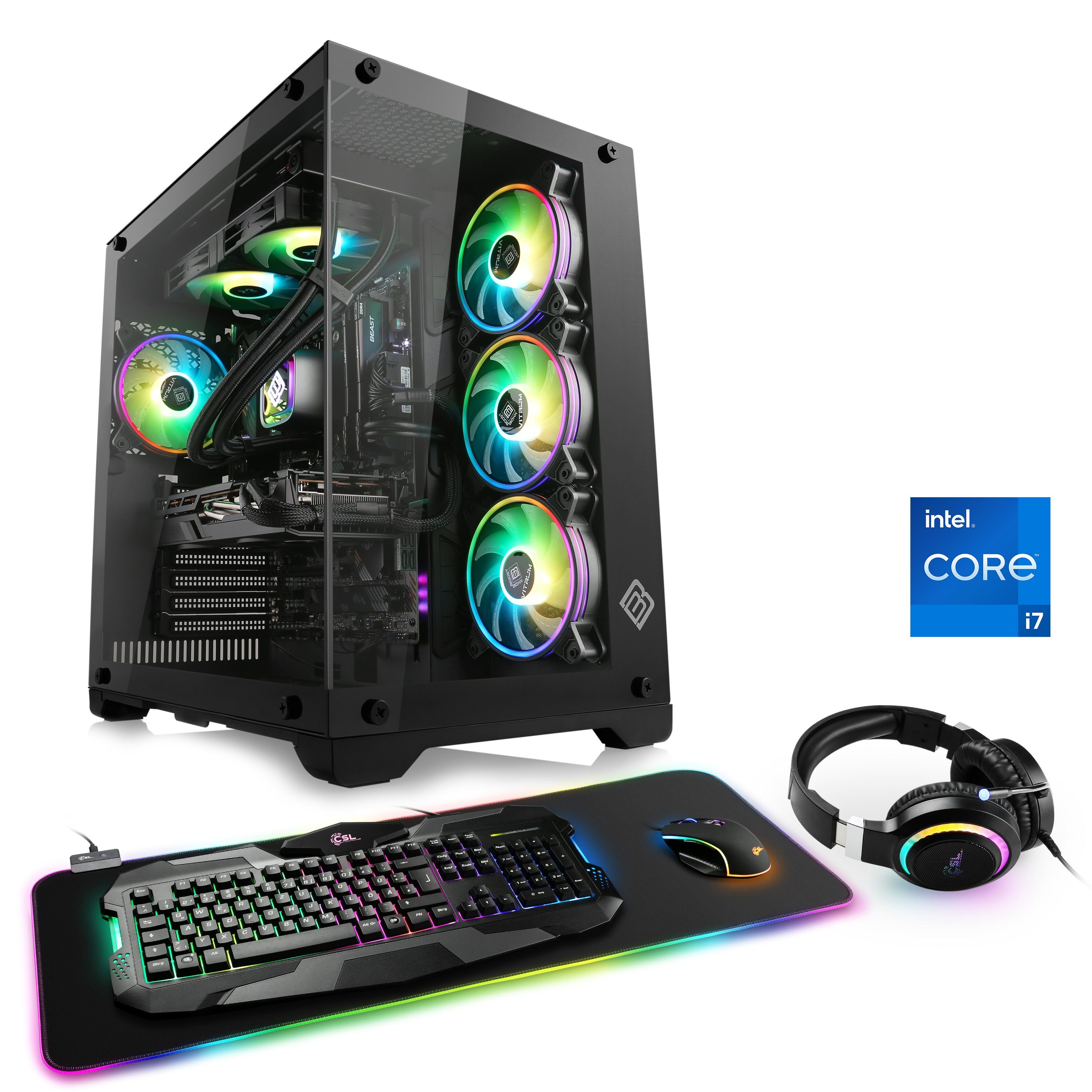 CSL Aqueon C77315 Advanced Edition Gaming-PC (Intel® Core i7 13700KF, GeForce RTX 4060Ti, 32 GB RAM, 1000 GB SSD, Wasserkühlung)