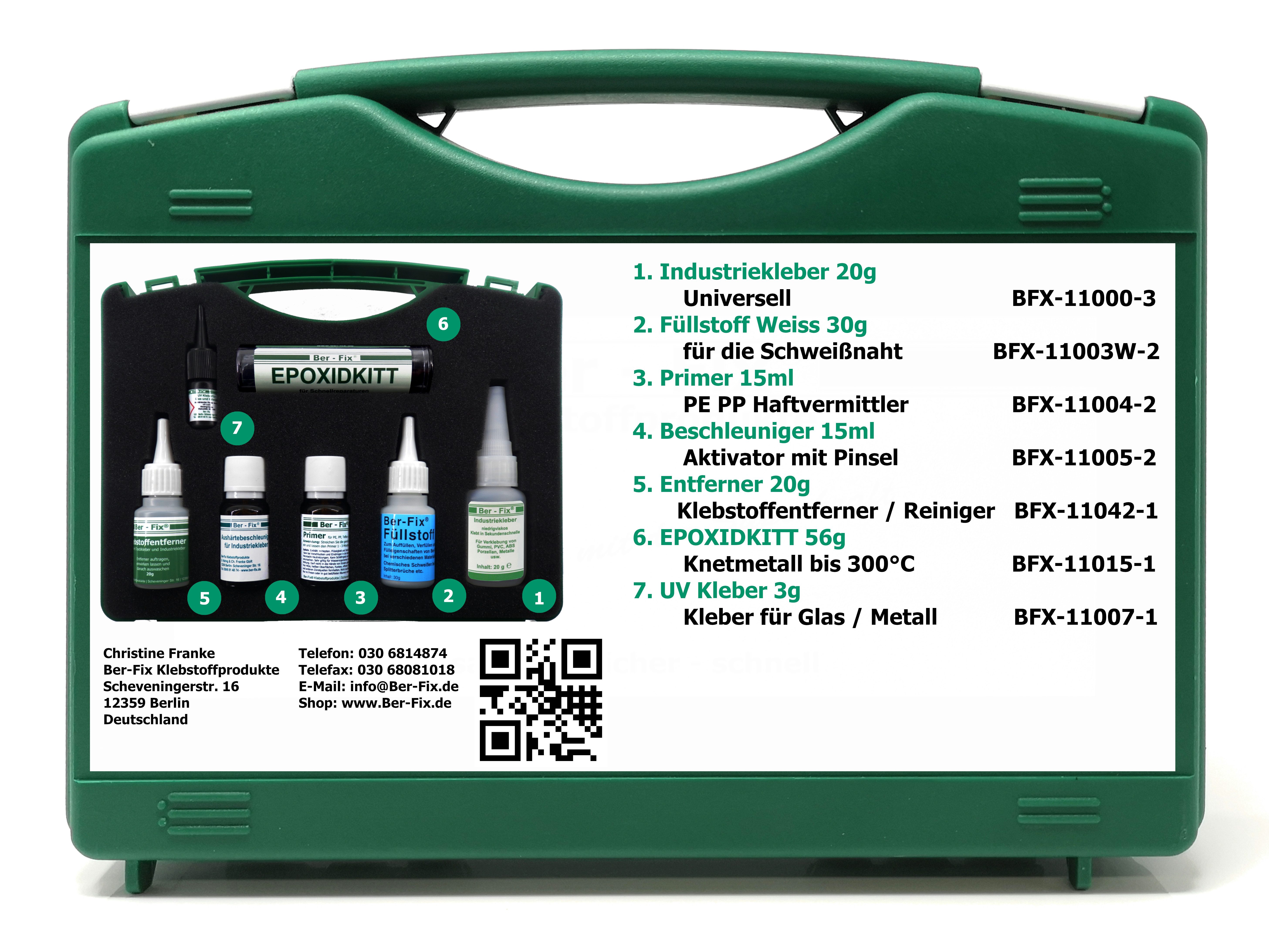 Ber-Fix Klebstoff Profi Werkstatt-Koffer die Schweißnaht, (Set, 8-tlg), vielseitig & belastbar