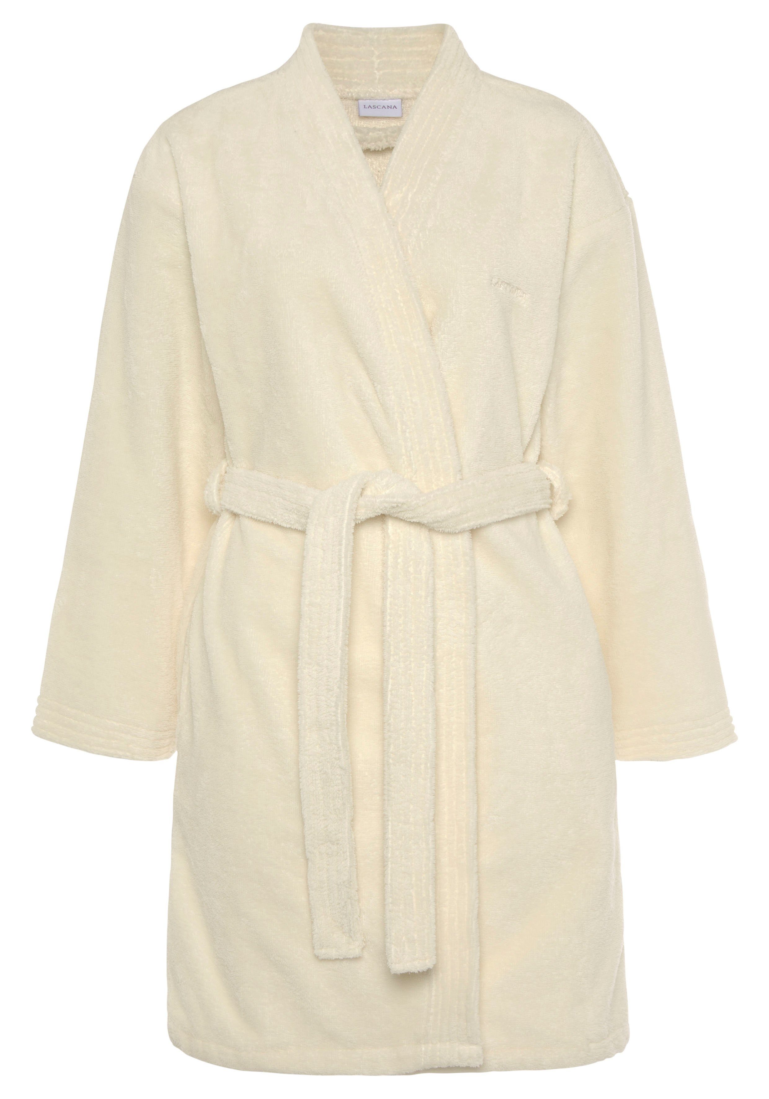 LASCANA Bademantel, Kurzform, Doubleface, Kimono-Kragen, Gürtel günstig online kaufen