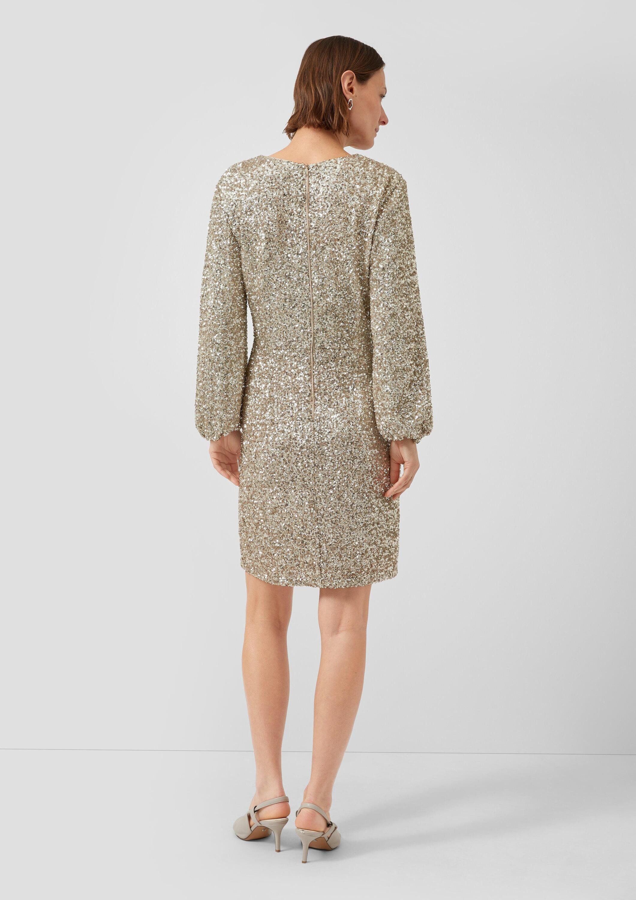 s.Oliver Midikleid Kleid Kurzes Pailletten-Kleid mit Gummizug am Ärmel