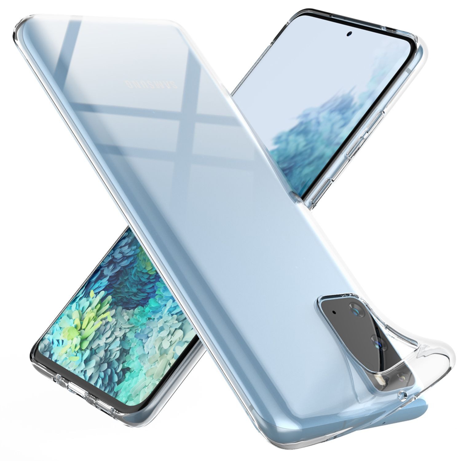 Nalia Smartphone-Hülle Samsung Galaxy S20 15,7 cm (6,2 Zoll), GLAZE Case - Transparentes Silikon, Anti-Watermark & Schlank
