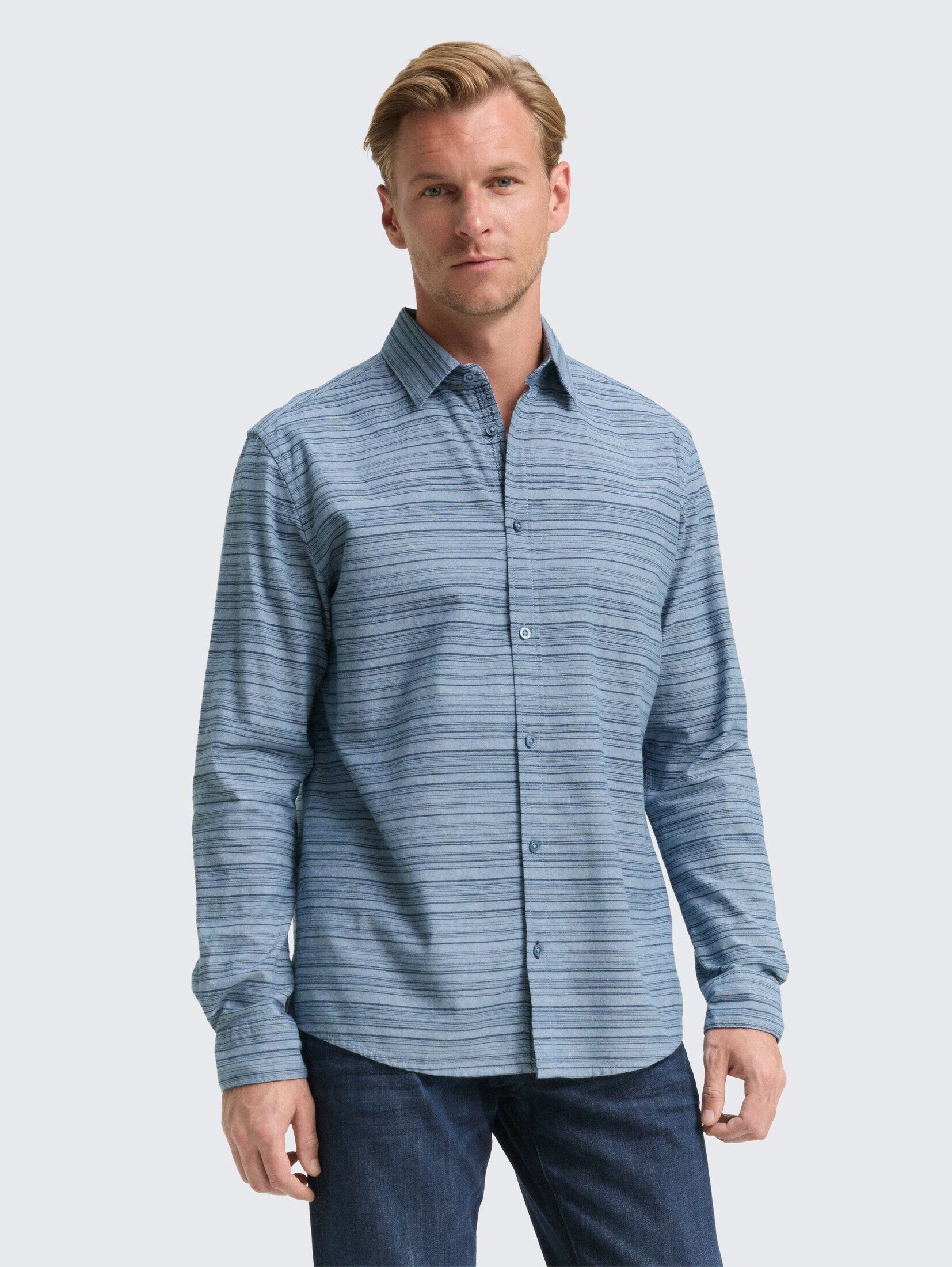 TOM TAILOR Langarmhemd Blusen & Shirts Regular Fit Hemd mit Streifenmuster günstig online kaufen