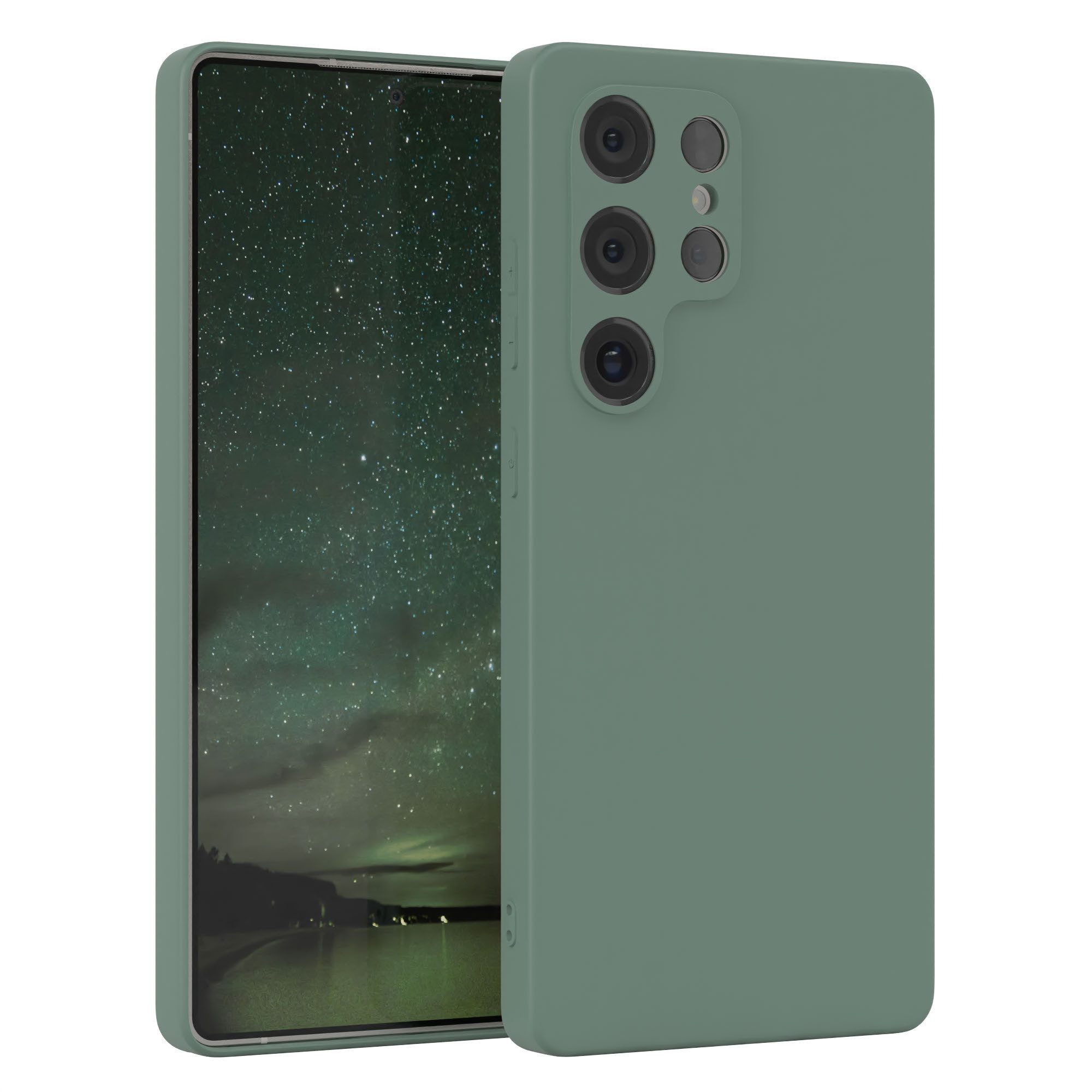 EAZY CASE Handyhülle für Samsung Galaxy S25 Ultra Hülle Silikon 6,9 Zoll, Schutzhülle mit Kameraschutz stoßfest telefonhülle Matt Dunkelgrün