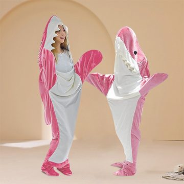 Wohndecke Hai Decke mit Ärmeln, Flauschig Hoodie Superweiche Cozy Hai-Schlafsack, NUODWELL