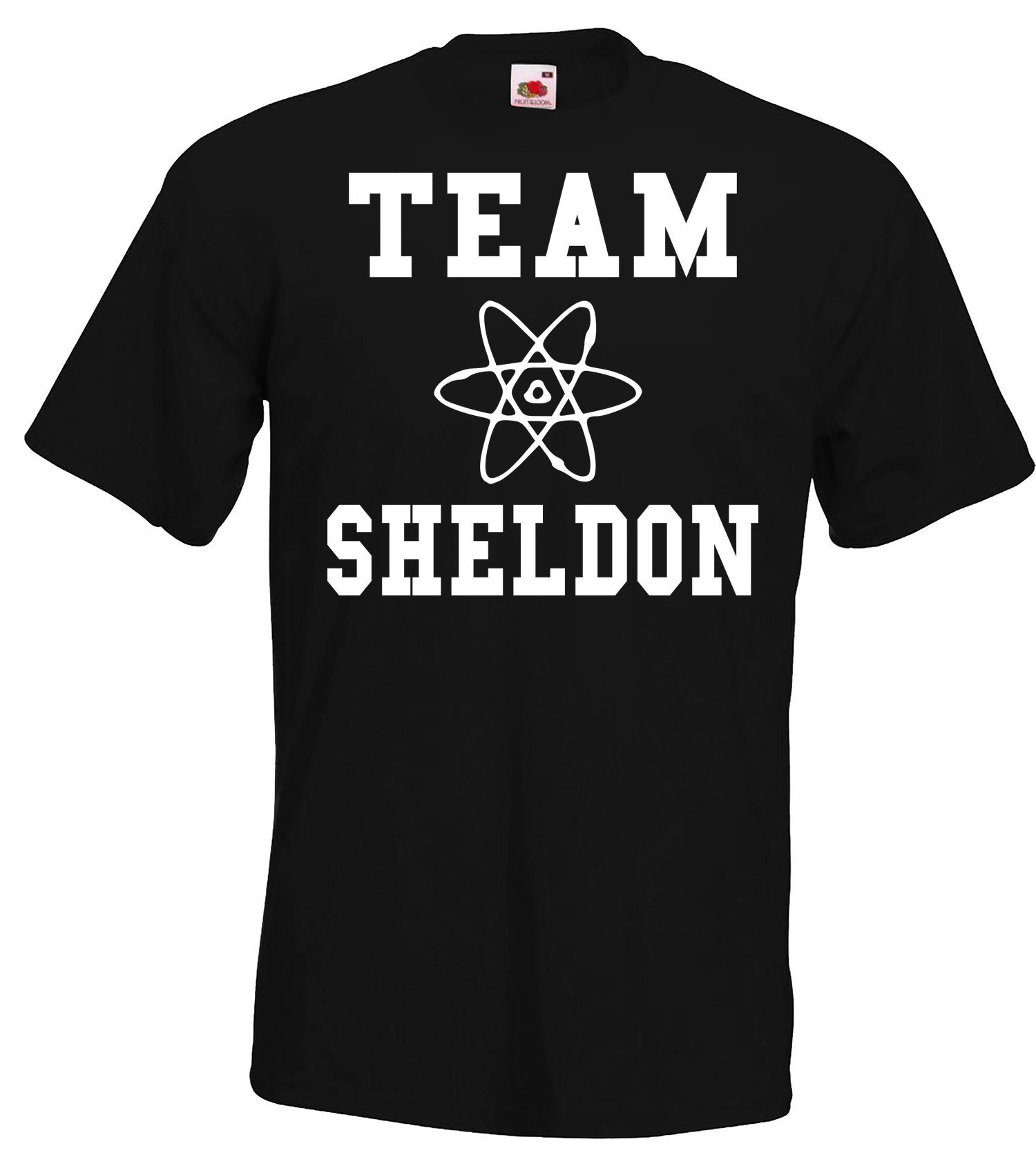 Designz Herren T-Shirt Youth Schwarz mit Sheldon Team trendigem T-Shirt Motiv
