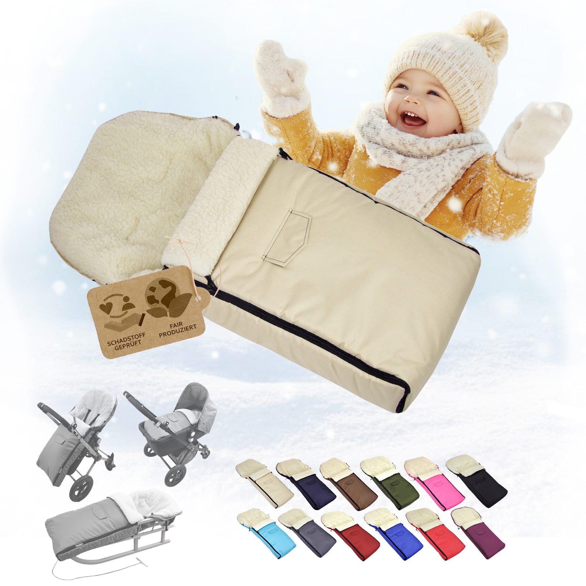 BambiniWelt by Rafael K. Fußsack Winterfußsack Babyfußsack Fußsack Kinderwagen Wolle universal 90cm, universal