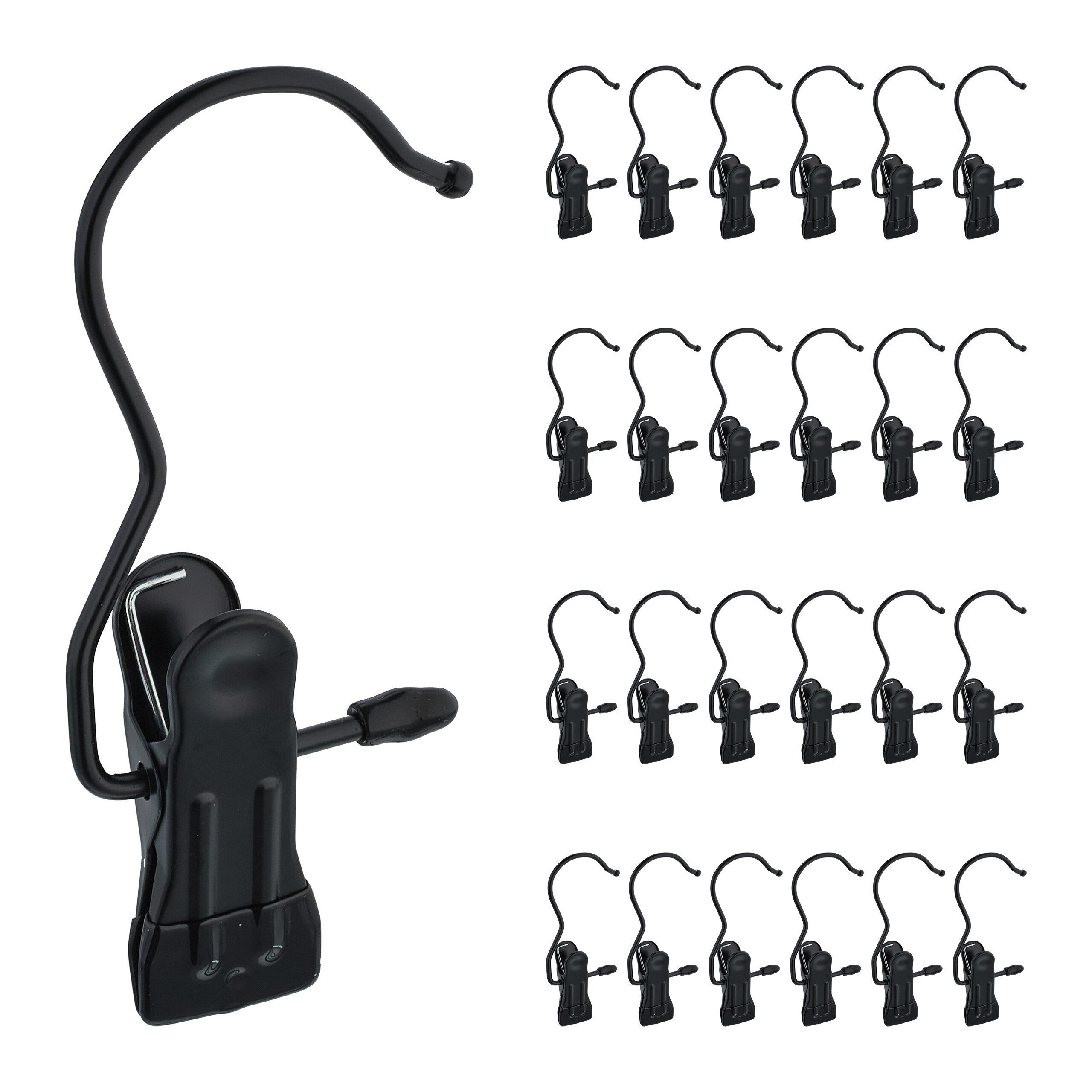relaxdays Kleiderbügel Drehbare Stiefelklammern im 25er Set, schwarz günstig online kaufen