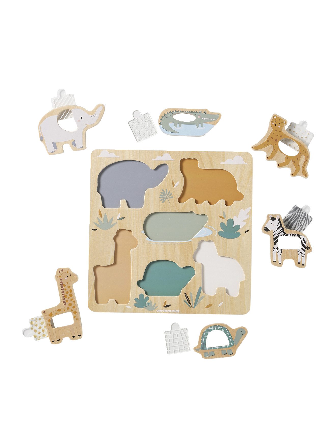 vertbaudet Puzzle Baby 2-in-1-Puzzle TANSANIA aus Holz FSC®, Puzzleteile, 1er-Pack