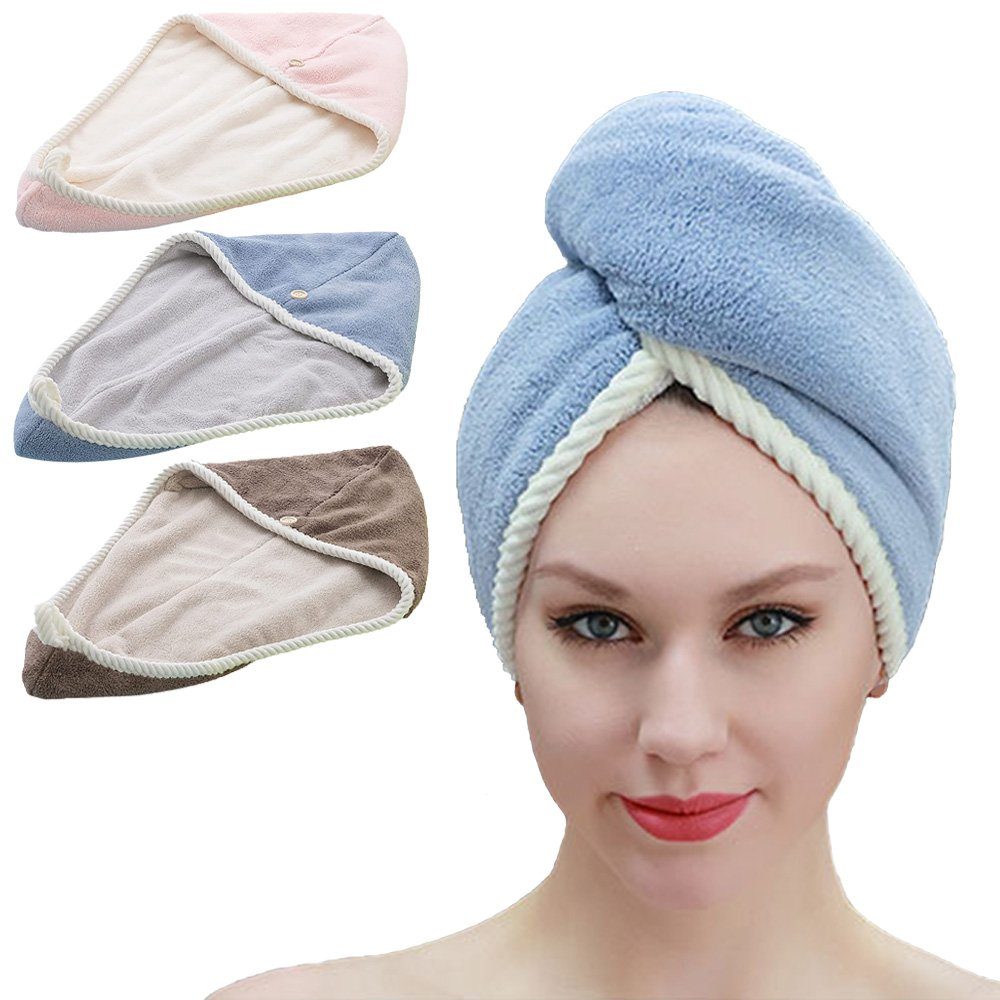 zggzerg Turban-Handtuch Haarturban Mikrofaser,3 Stück Schnelltrocknen Handtuch Super Absorbent, (3-St)