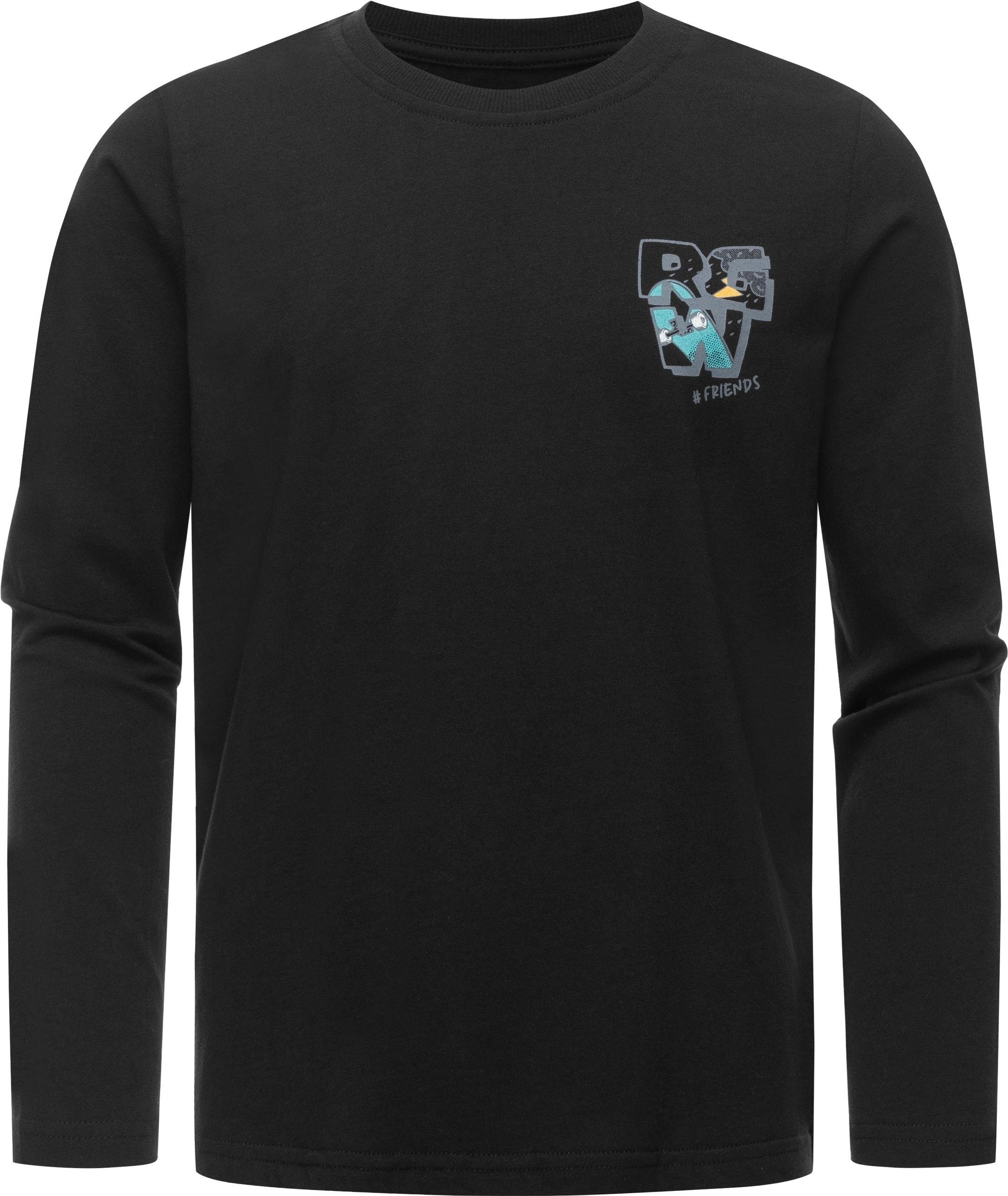 Ragwear Sweatshirt Gurgi Print Leichtes Jungen Langarmshirt mit Logodruck schwarz