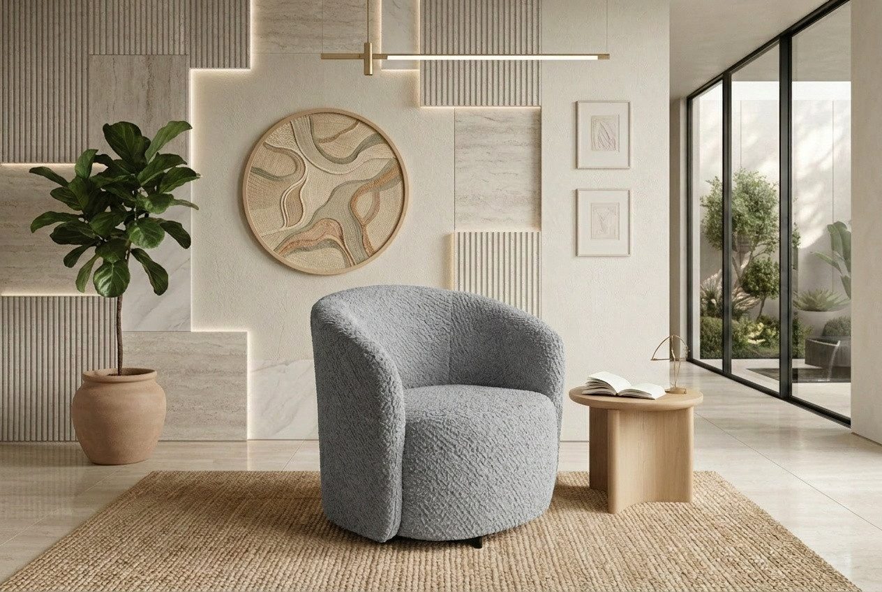yourhouse24 Drehsessel Orion in elegantem Bouclé-Stoff, Polstersessel 360° drehbar