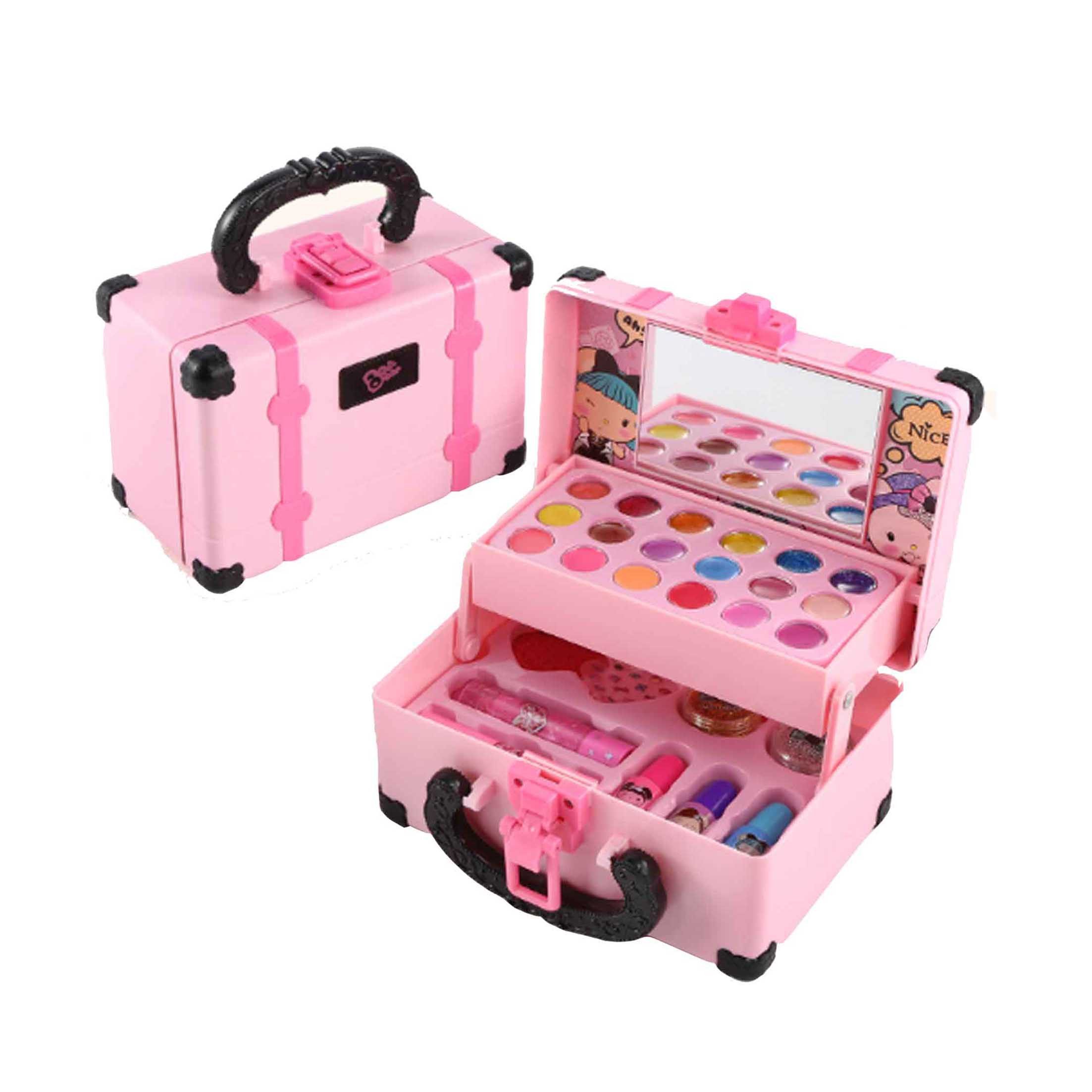 Glamuf Kosmetik-Set Kinder-Kosmetikspielzeug, Prinzessinnen-Make-up, Handtaschen, Lipgloss / Lidschatten / Rouge / Nagellack und kosmetisches Zubehör