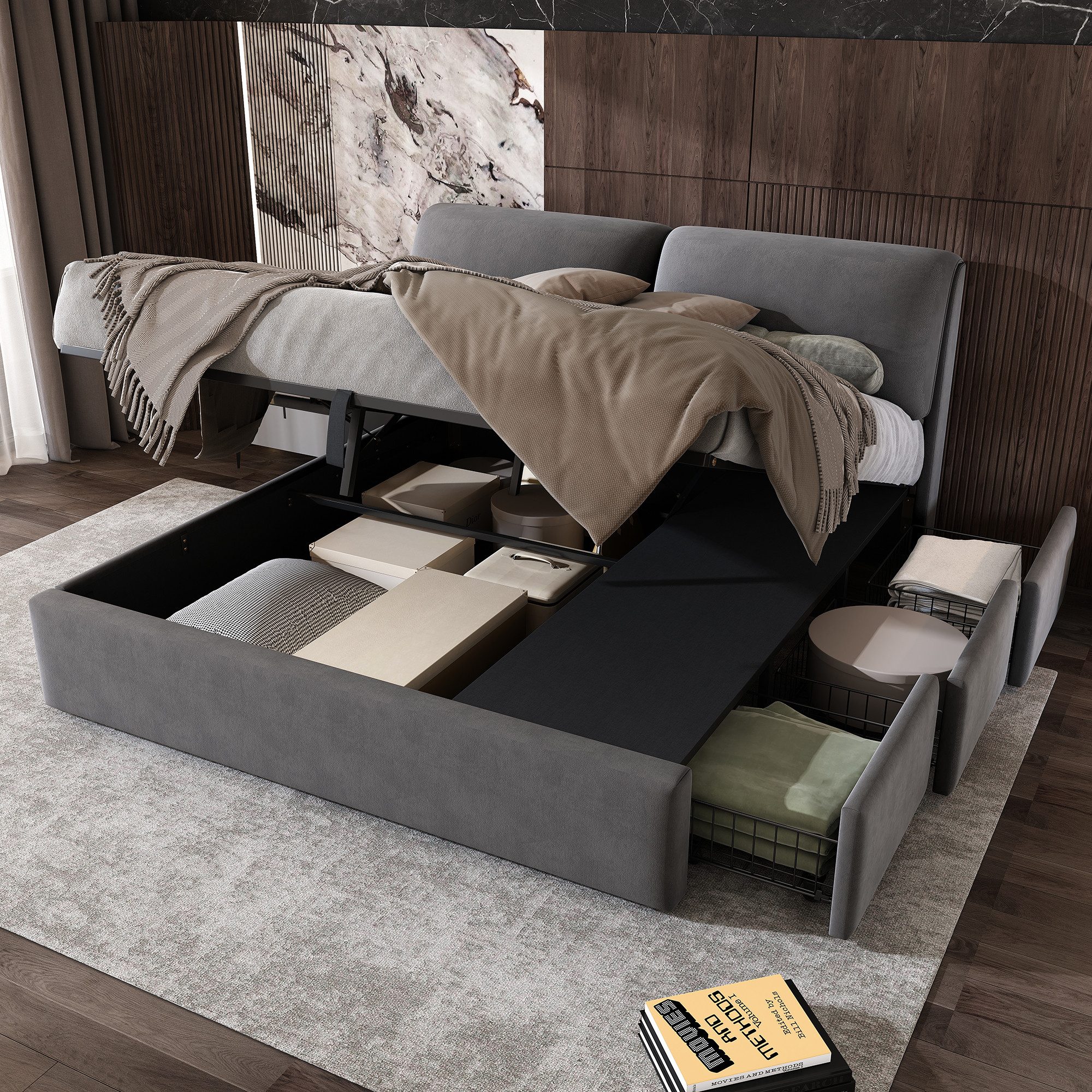 STILVORA Polsterbett mit Stauraum,160×200 Jugendbett Bettgestell günstig online kaufen