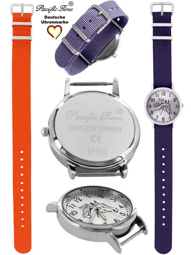 violett - Gratis und Armbanduhr Kinder Mix Pferd violett orange Wechselarmband, Versand Pacific Match Time Design Set und Quarzuhr