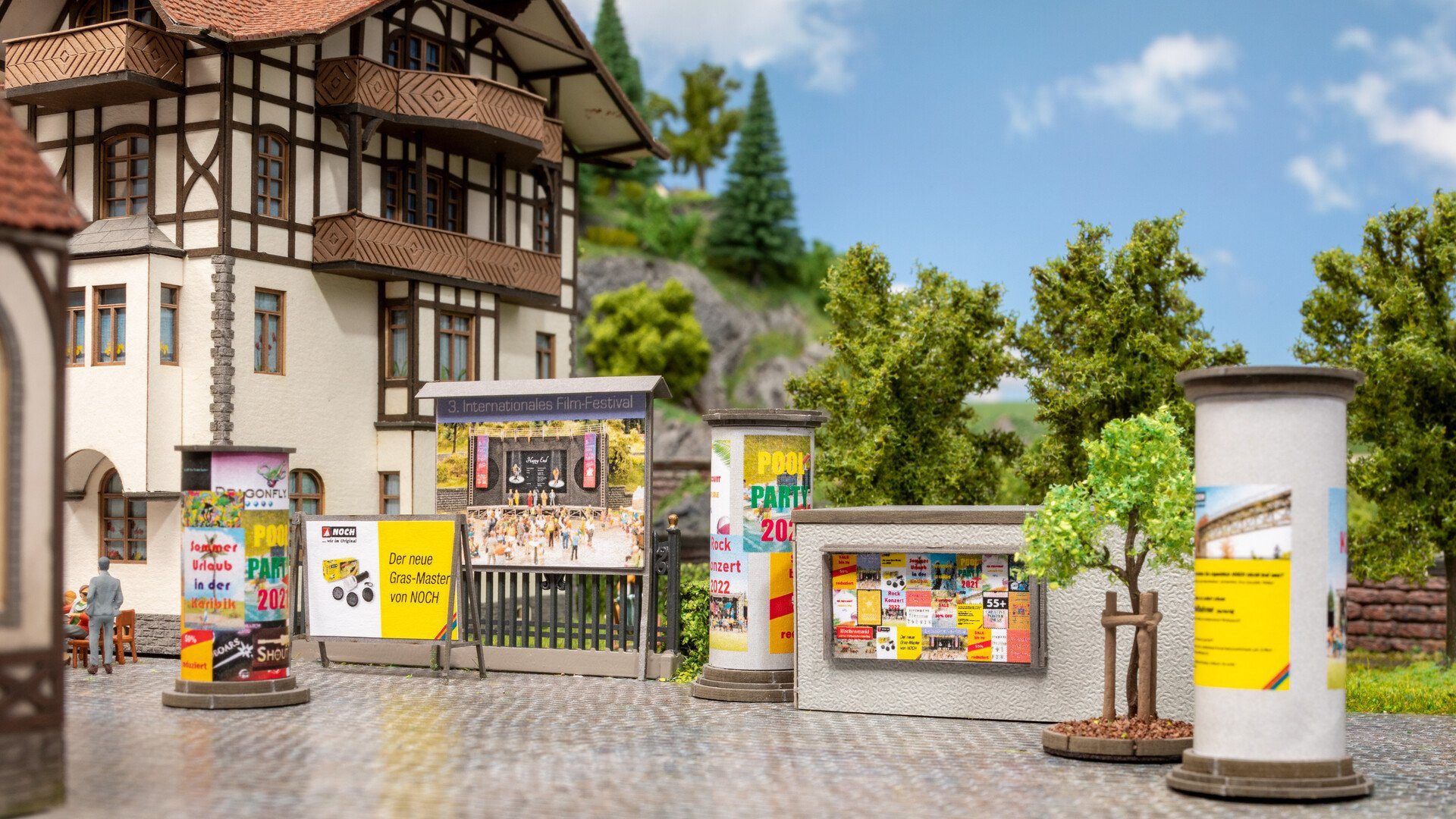 Modelleisenbahn-Gebäude Litfaßsäulen & Werbewände, für Modellbau Stadtszen