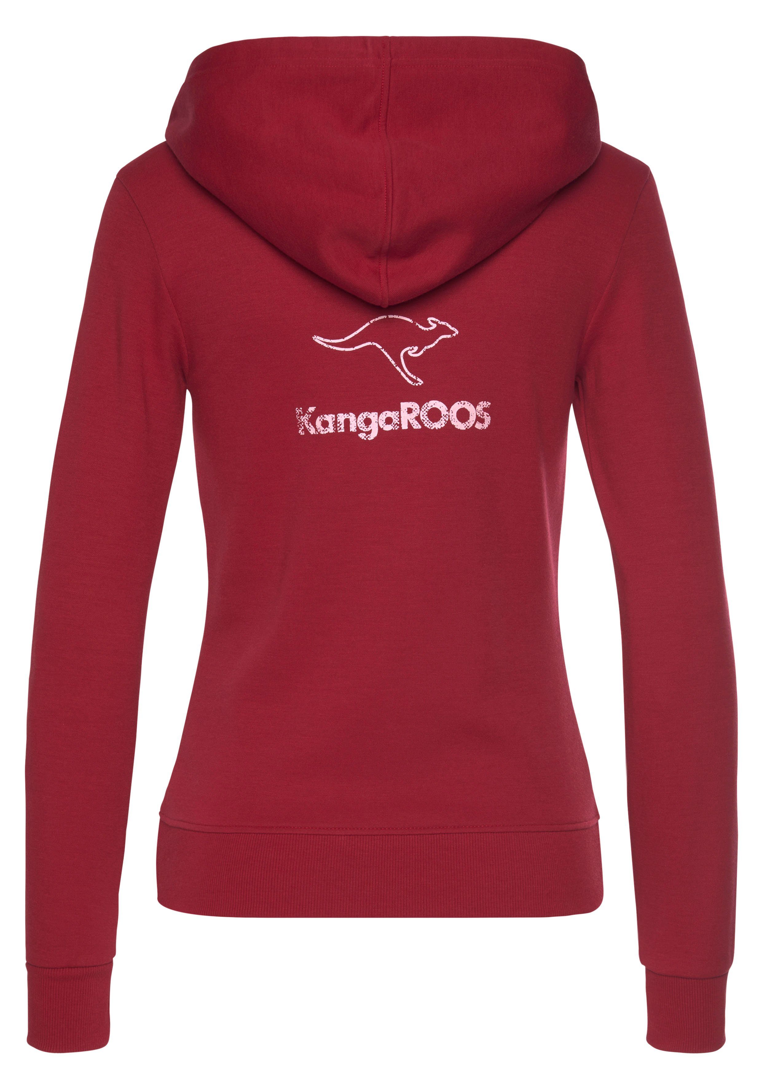auf Loungeanzug mit dem Rücken, rot Logodruck KangaROOS Sweatjacke großem