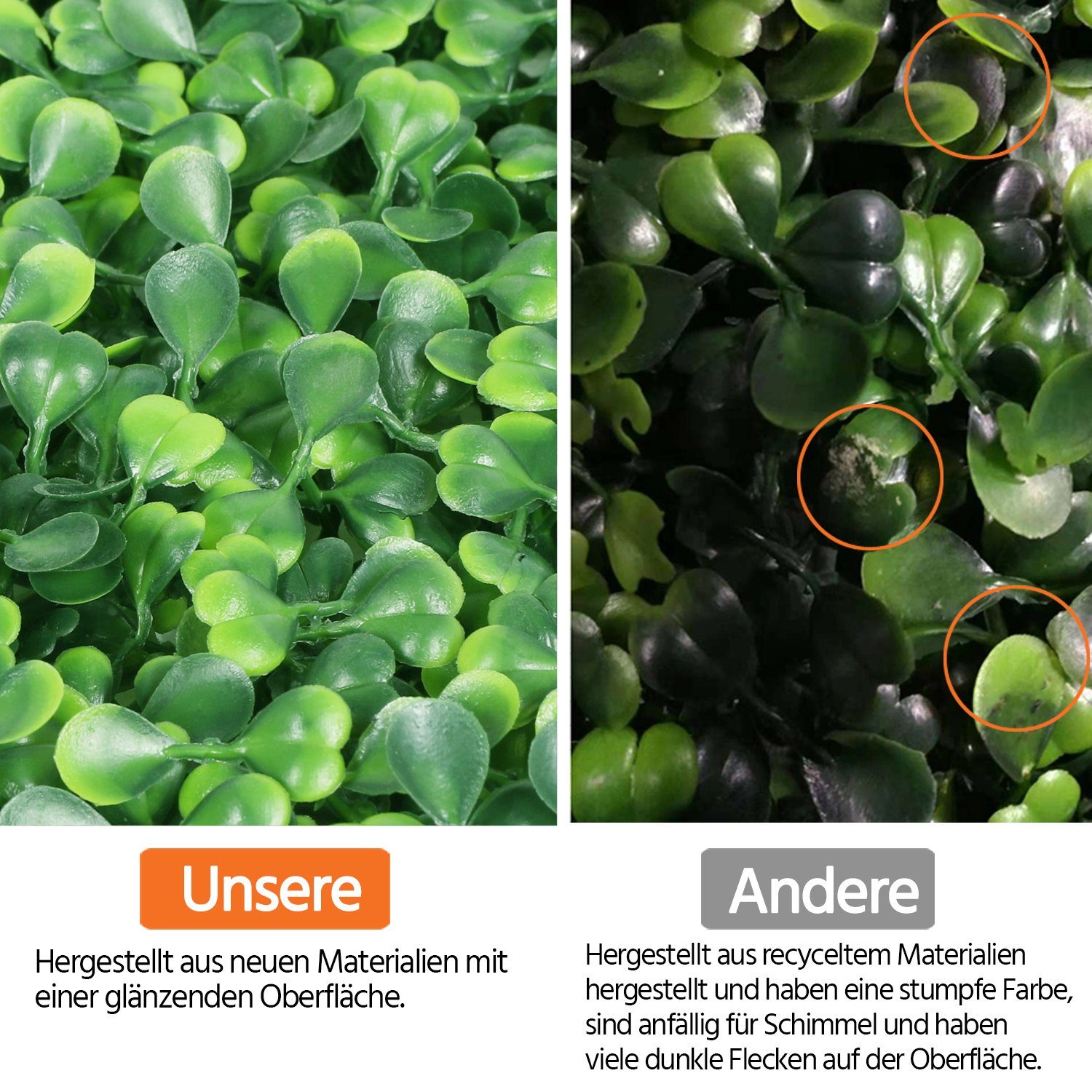 Künstliche Hecke UV-Schutz Kunstpflanze, Pflanzenwand Efeu Yaheetech,
