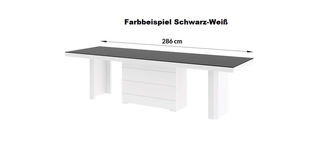 Hochglanz bis XXL Cappuccino / 412cm designimpex 160 Esstisch ausziehbar Weiß HE-444 Design