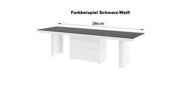 designimpex Esstisch Design HE-444 Cappuccino / Weiß Hochglanz XXL ausziehbar 160 bis 412cm