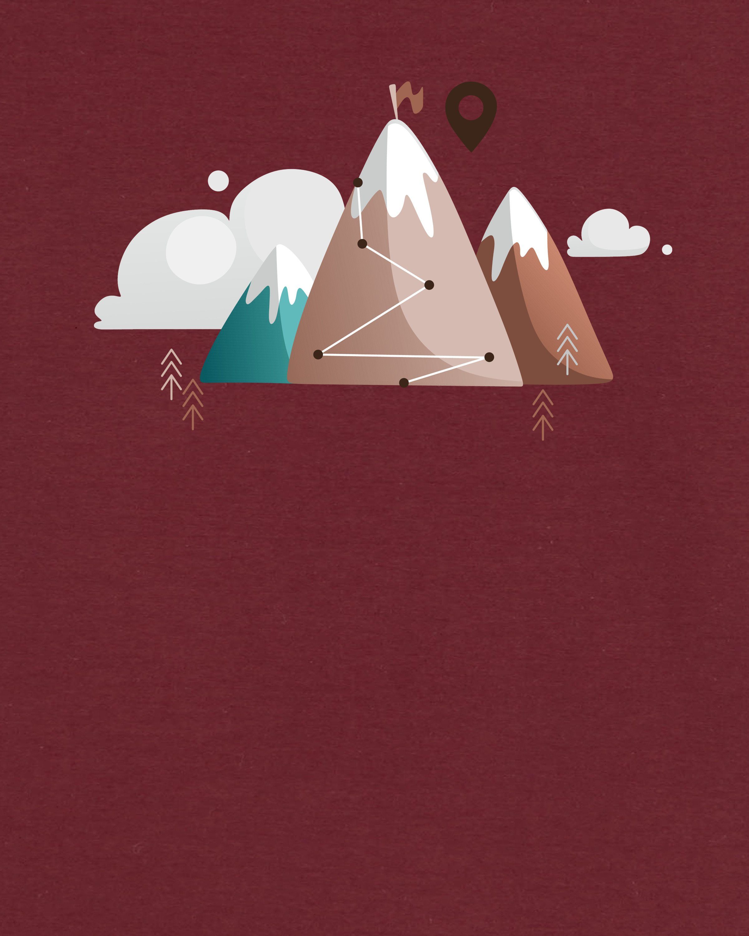 Clouds Path Print-Shirt weinrot wat? Mountain Apparel & (1-tlg)