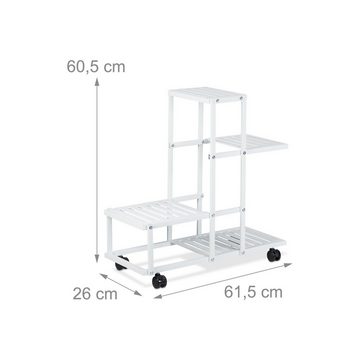 relaxdays Pflanzentreppe Pflanzenständer 4 Ablagen