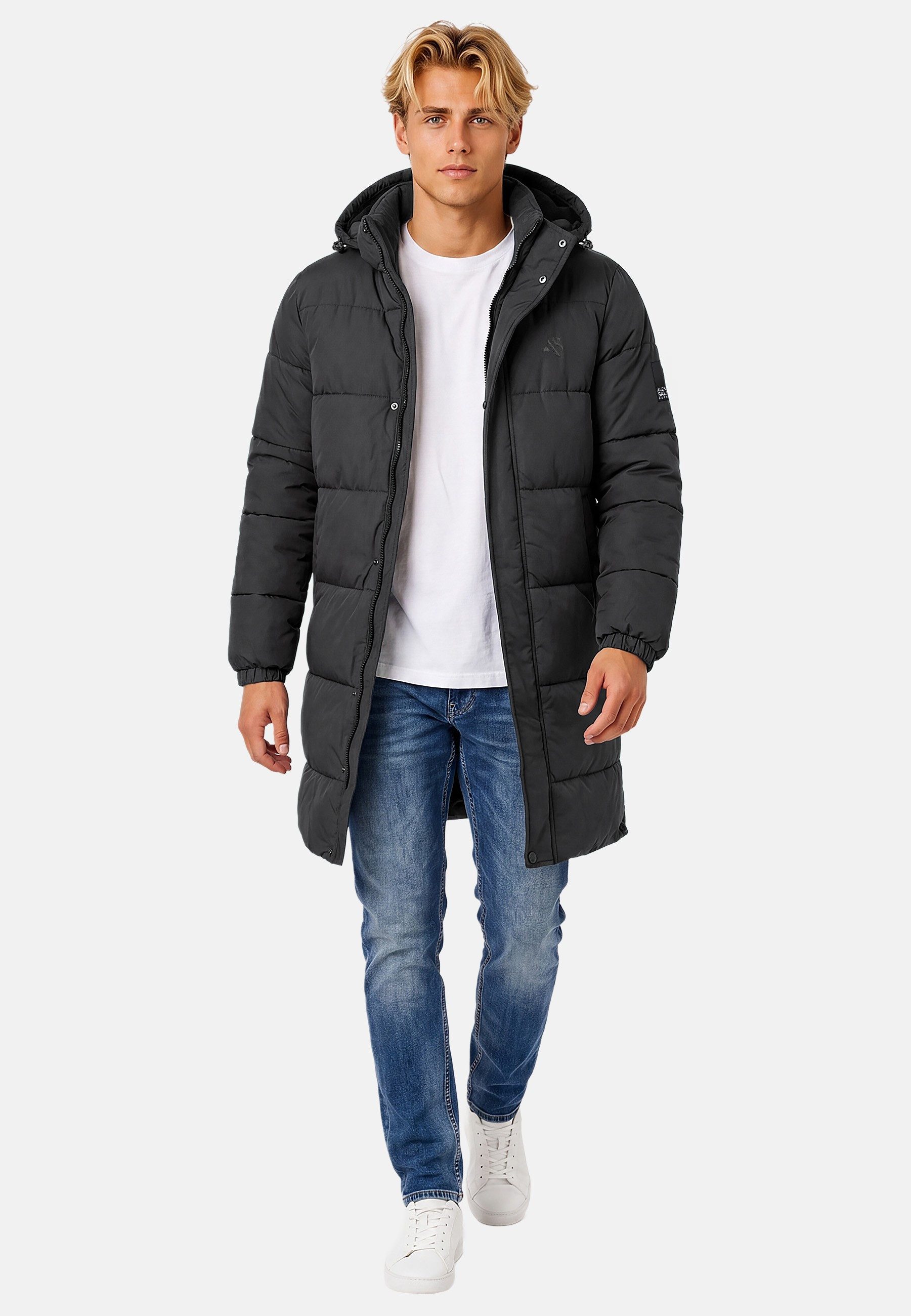 Alessandro Salvarini Winterjacke Alessandro Salvarini Herren Winter Parka gesteppt mit abnehmbarer Kapuze