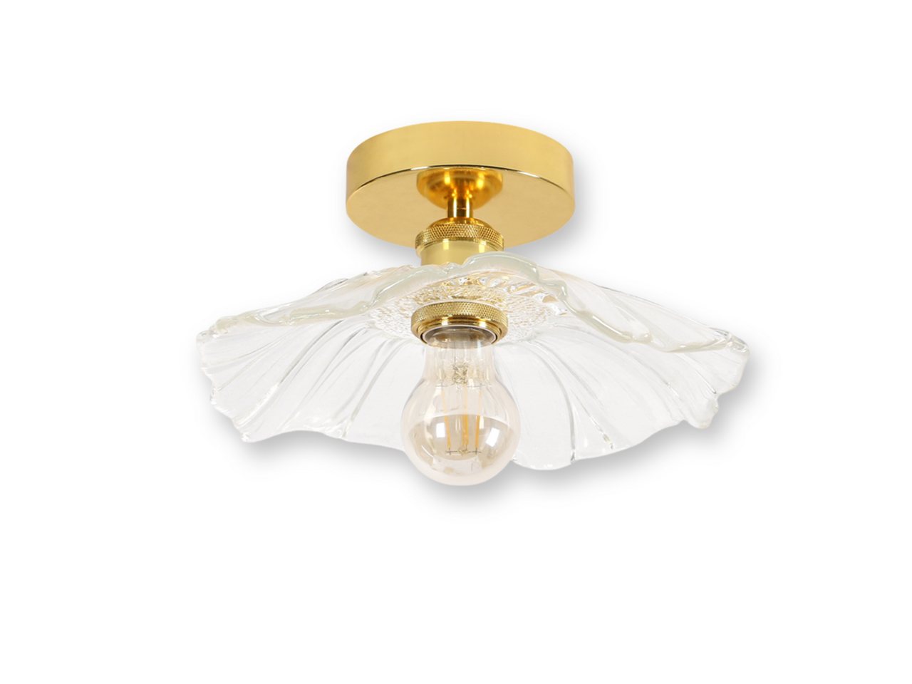 Riserva Deckenleuchte Goldene Deckenleuchte,dekorative E27 Glaslampe,minimalistischer Stil, ohne Leuchtmittel, Hornförmige Glasdeckenleuchte