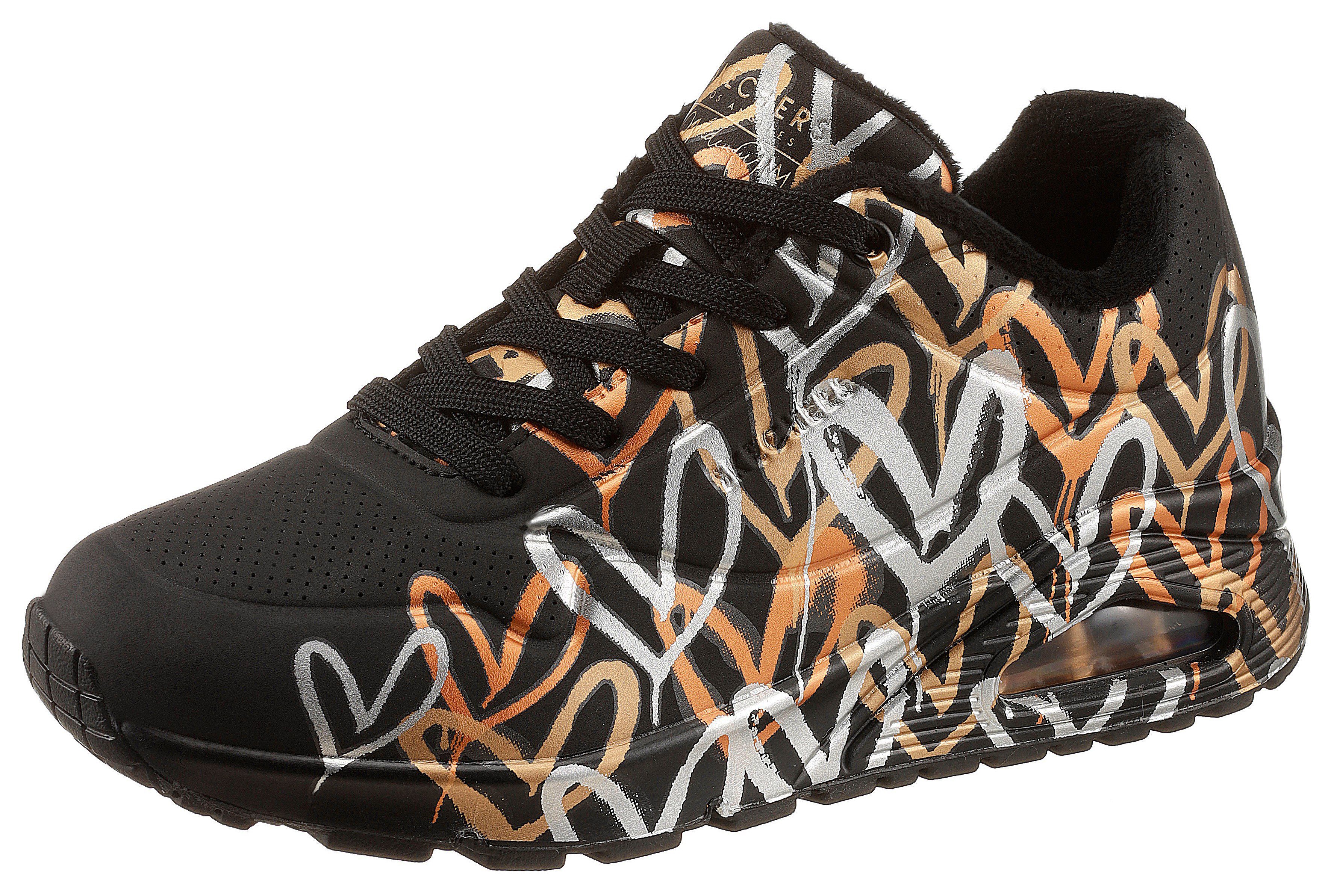 Skechers UNO - METALLIC LOVE Sneaker mit trendigen Metallic-Print schwarz | 