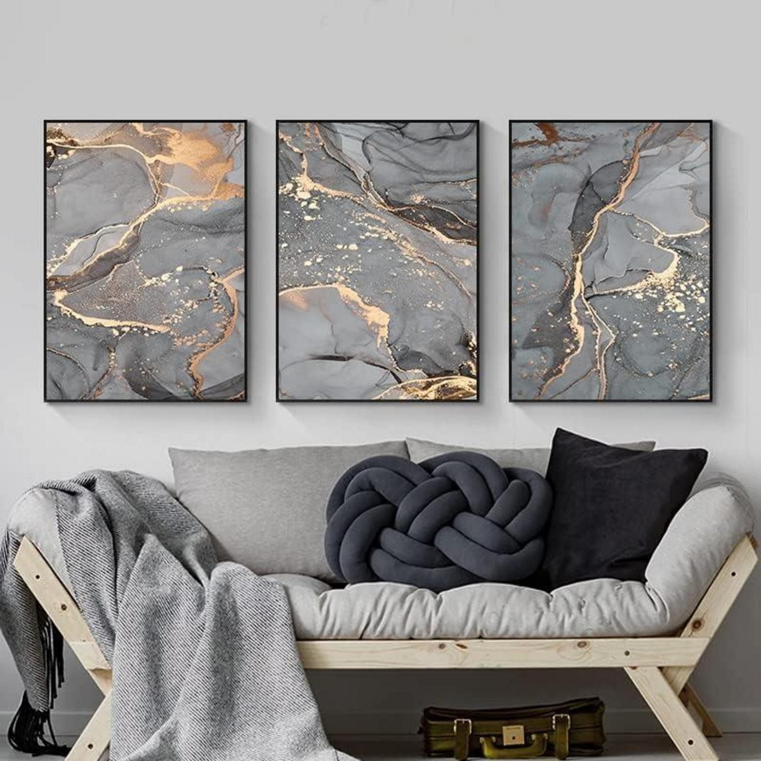 LuxusKollektion Mehrteilige Bilder Wandbilder Leinwand Fluid Art Marmor Textur 3PCS-20x30cm Marmoriert 3