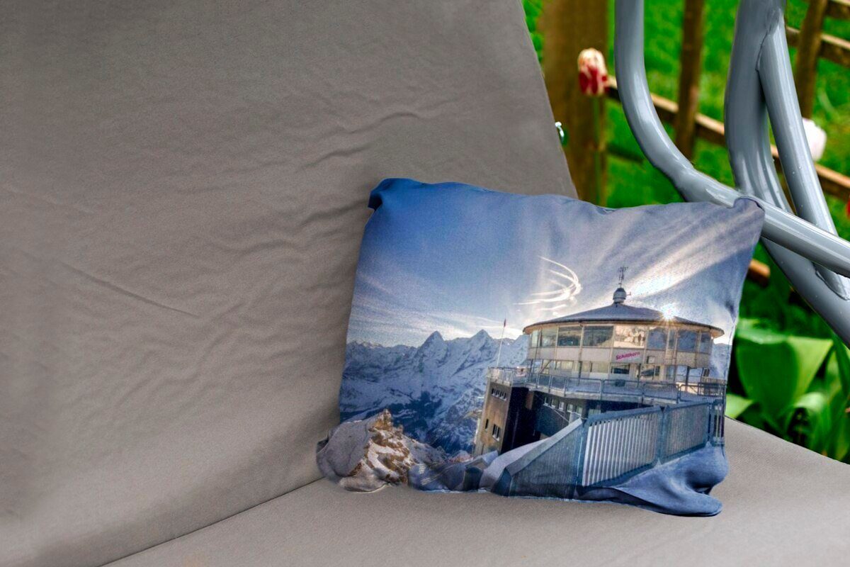 Dekokissen vom Outdoor-Dekorationskissen, der Polyester, in MuchoWow Foto Dekokissenbezug, Kissenhülle Schweiz, Schilthorn