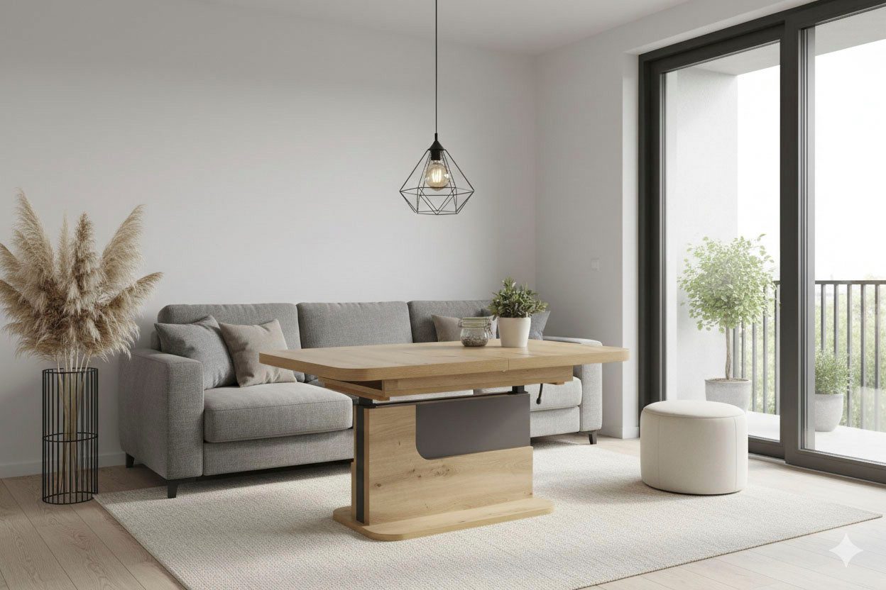 HELA Couchtisch, mit Funktion, ausziehbar und höhenverstellbar
