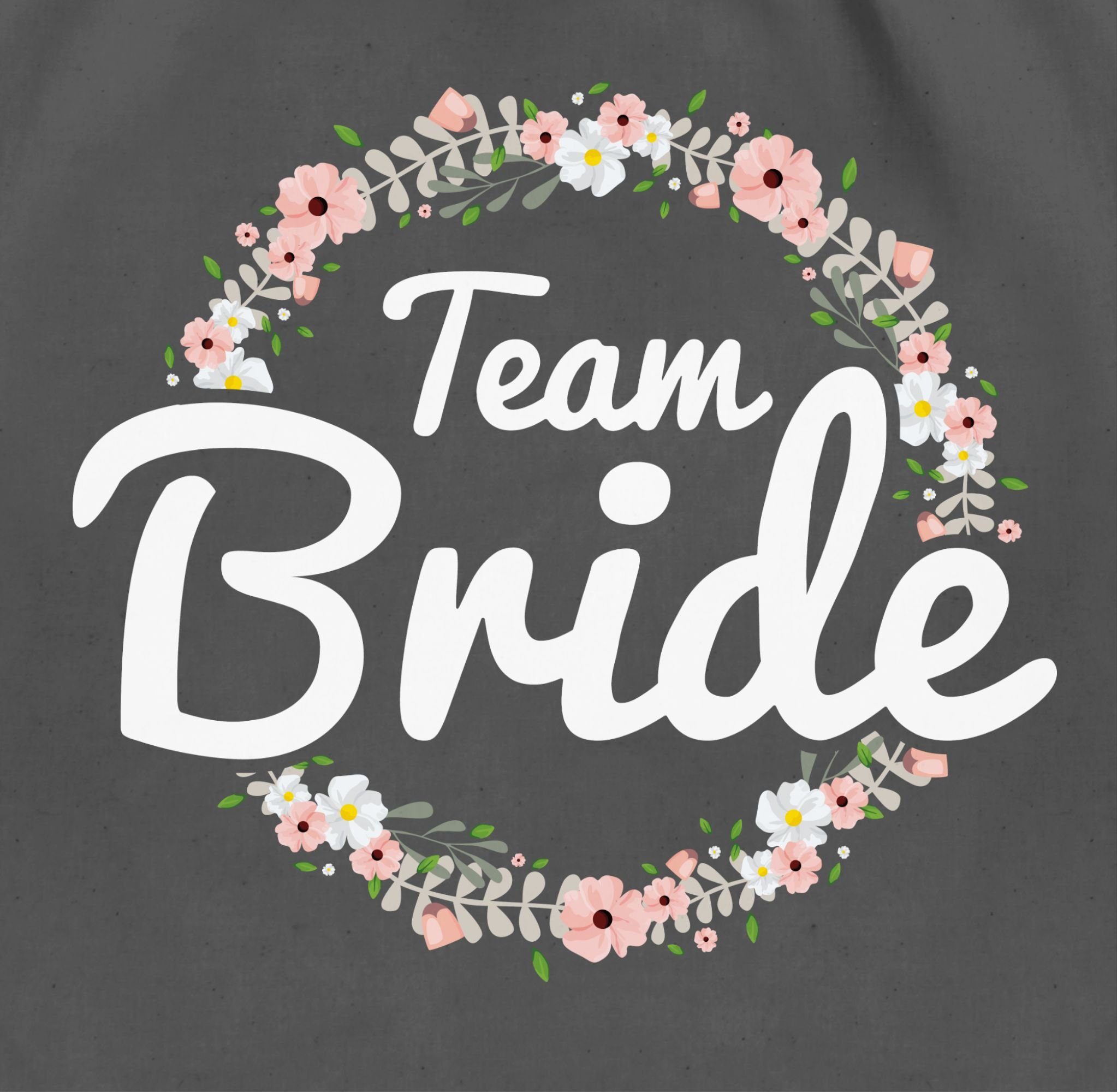 Bride Turnbeutel Dunkelgrau Blumenkranz Team JGA Crew, I Bride Shirtracer Junggesellenabschied Frauen 03