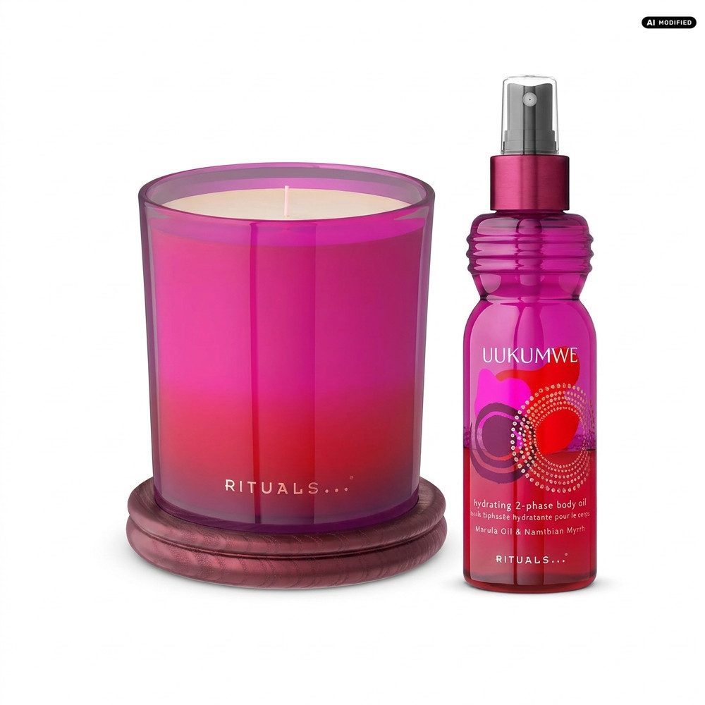 Rituals Duftkerze Rituals Uukumwe Duftkerze und Körperöl Pflege Duo., Duftkerze und Body Oil im gleichen Uukumwe Duft für Me-Time