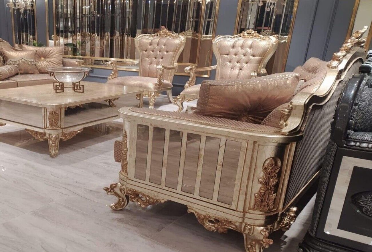 Couch Sofas JVmoebel Teile Sofa Klassische Stil Barock, Stoff 3 3-Sitzer Sitz 1 Sitzer Dreisitzer