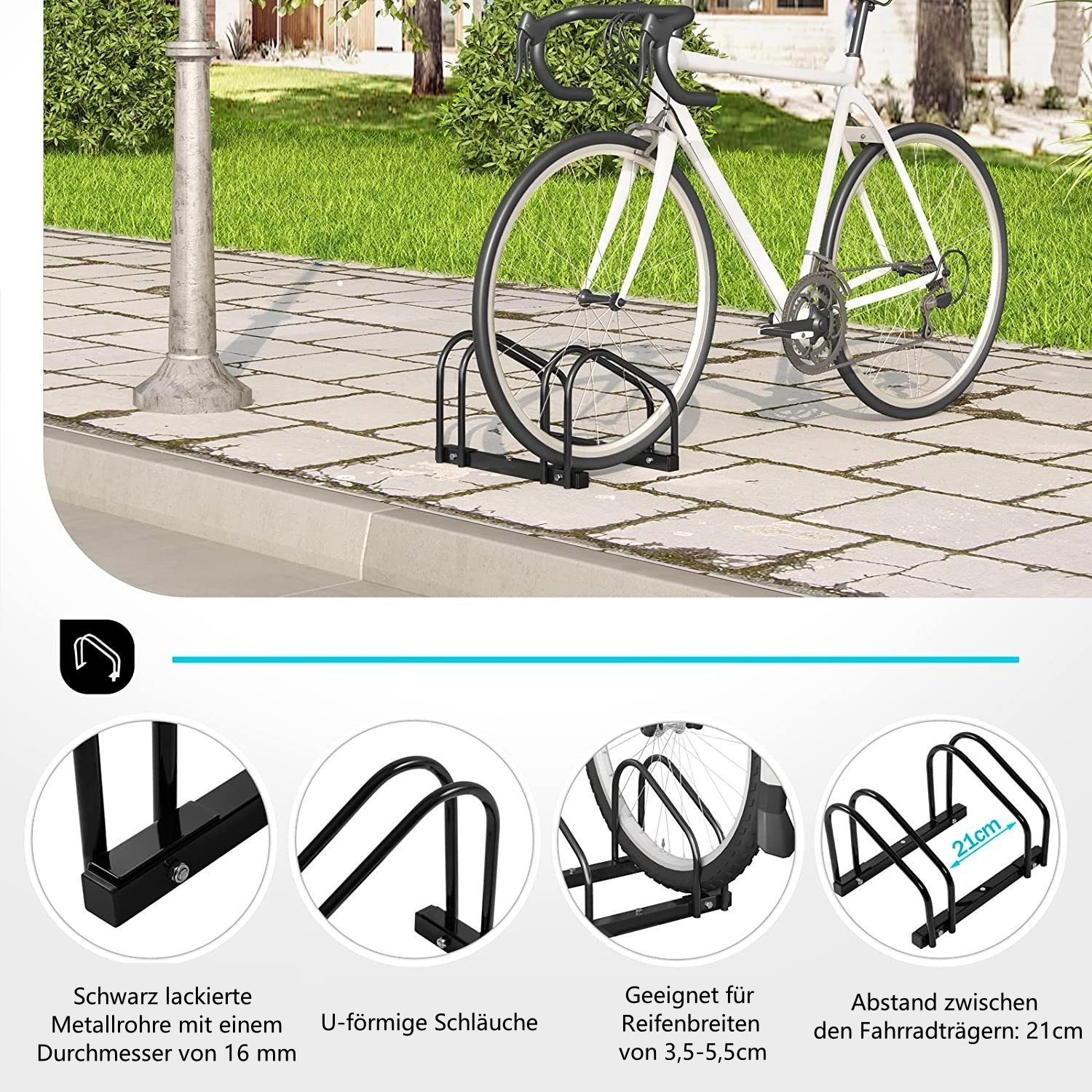 Woltu Fahrradständer (1-St), Fahrradhalterung auf dem Boden Aufstellständer