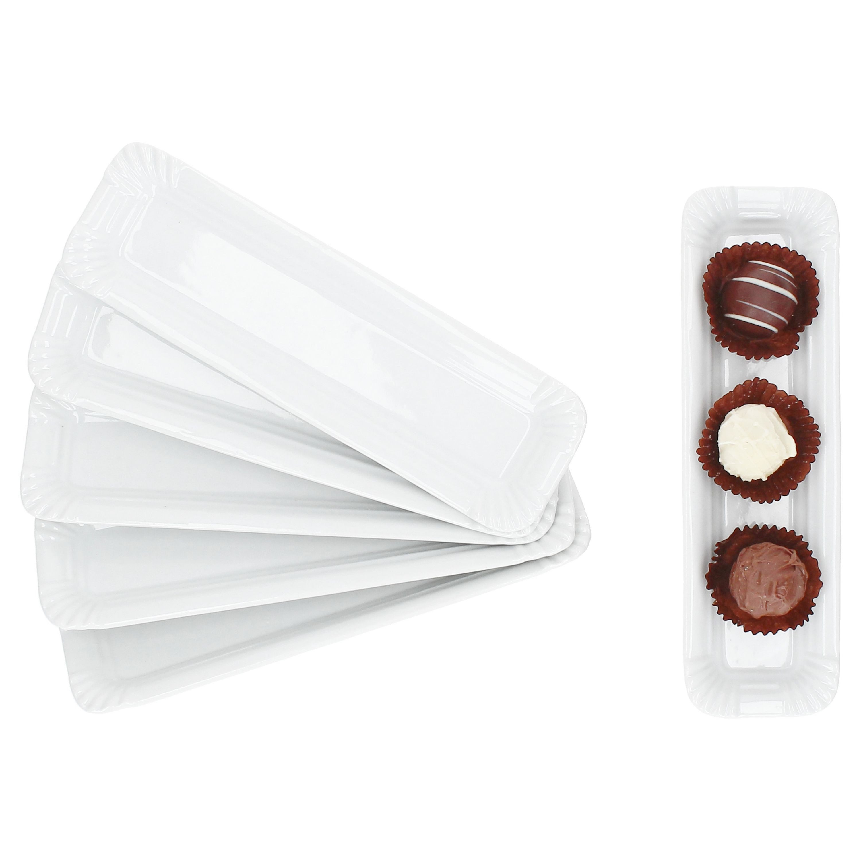 MamboCat Тарелка для завтрака 6x Pur Pappteller aus Porzellan 25,7x7,5cm weiß Servier-Teller Wurst