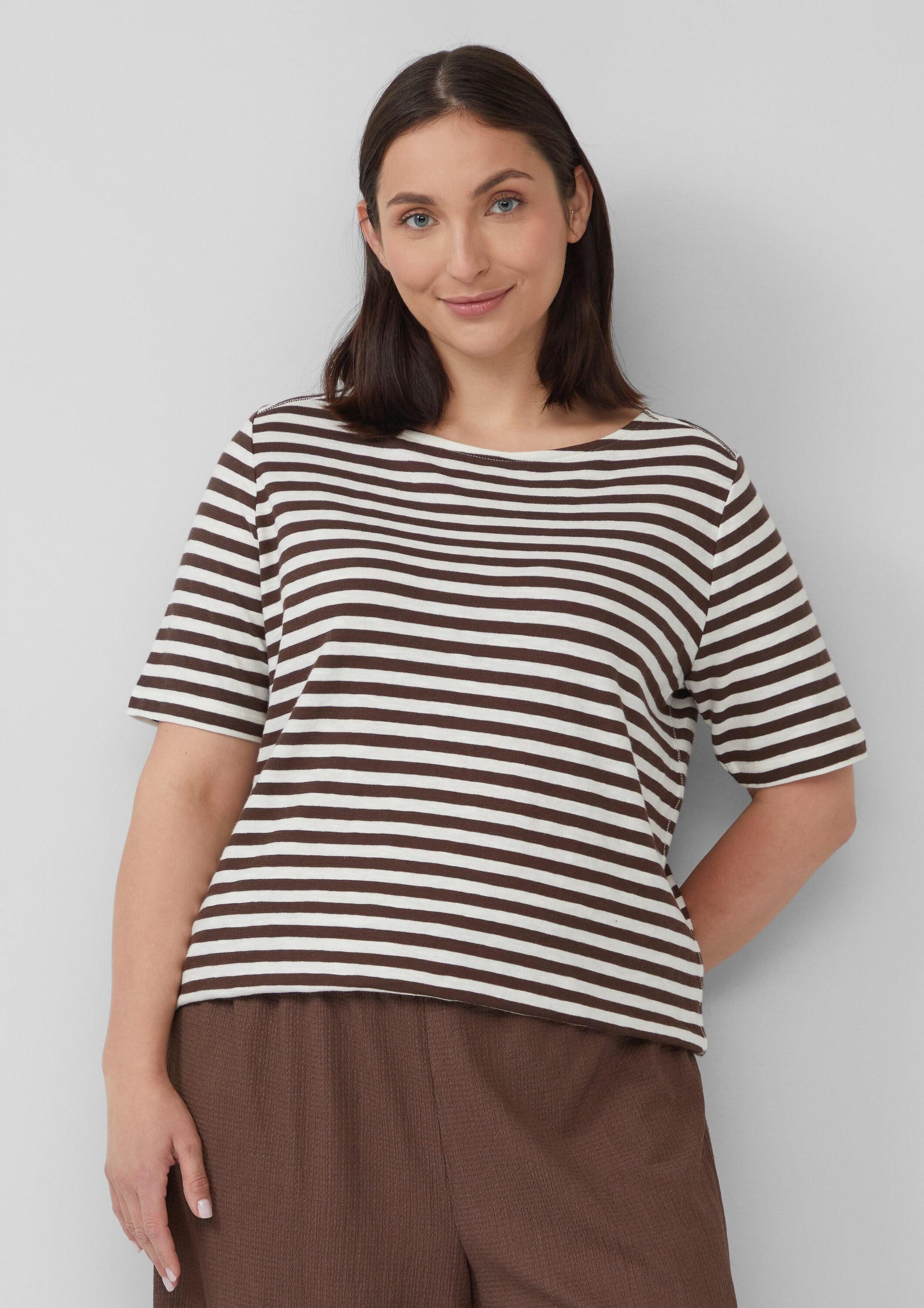 s.Oliver Shorts T-Shirt Gestreiftes T-Shirt mit Flammgarnstruktur günstig online kaufen