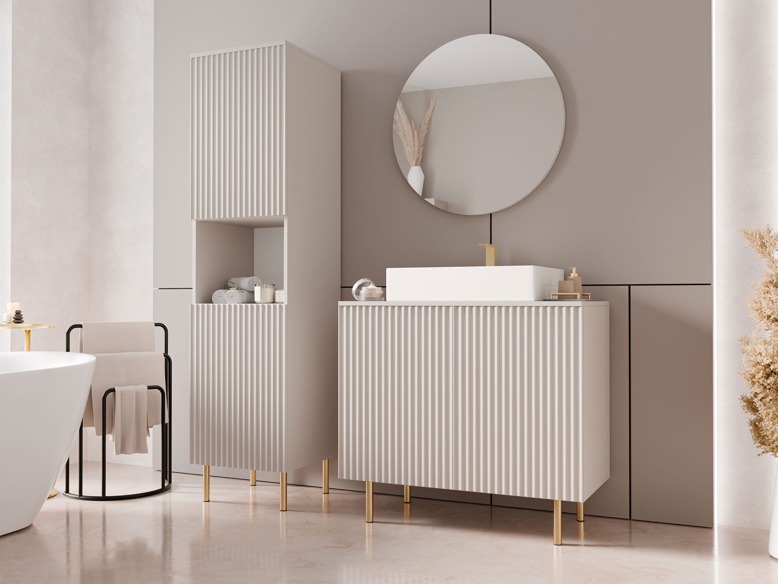 MIRJAN24 Badmöbel-Set Nubia III, (4er-Set, Spiegel, Waschbeckenschrank, Was günstig online kaufen