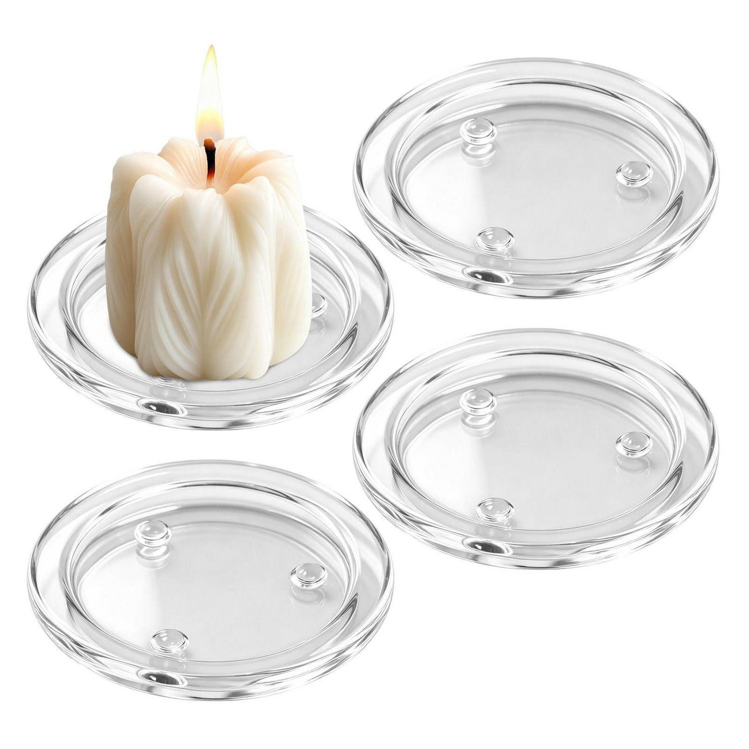 LuxusKollektion Kerzentablett Kerzenteller Glas rund 10 cm transparent 4 Stk (4 St)