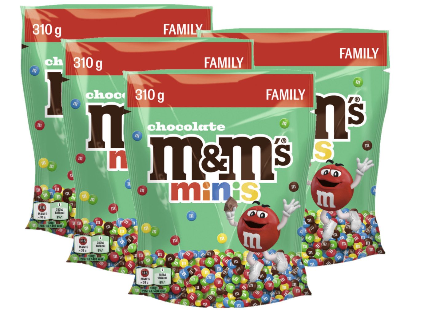 M&M's Süßigkeit M&M'S Minis Chocolate 4x 310g (1240g)