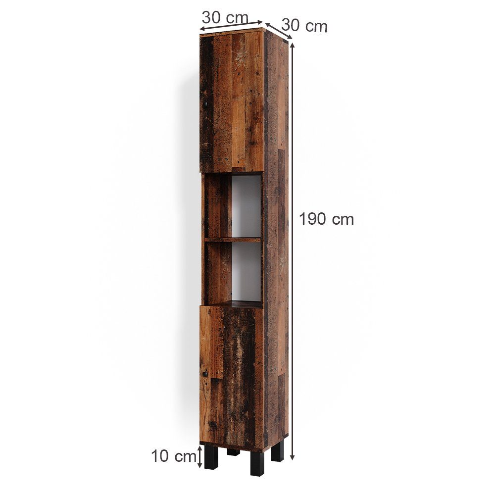 Vicco Hochschrank Fynn, Eiche rustikal, 30 x 190 cm (1-St)