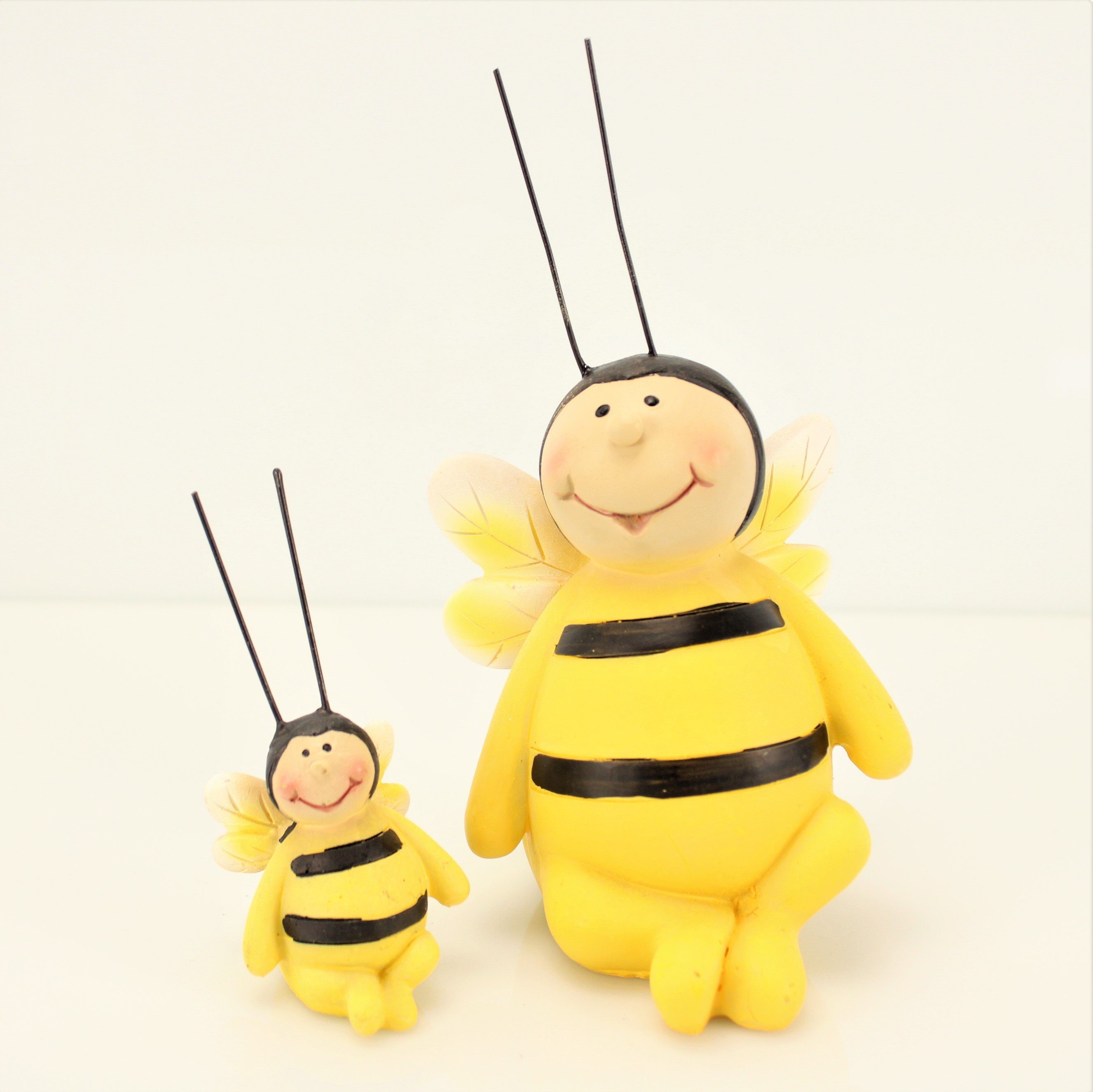 Online-Fuchs Миниатюрные фигурки 2er Set süße Biene Lilli Blumentopfstecker Blumen Deko Tiere, 15x8x8 und 9x4x4 cm Gartenfigur witterungsbeständig aus Kunstharz