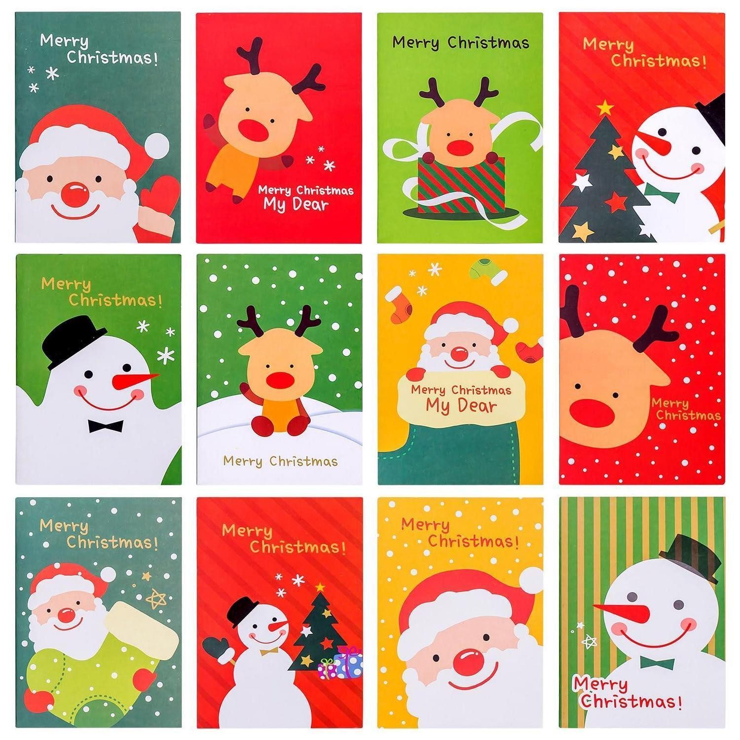 LuxusKollektion Notizbuch Mini Notizblöcke Weihnachten 24St. Kinder Liniert