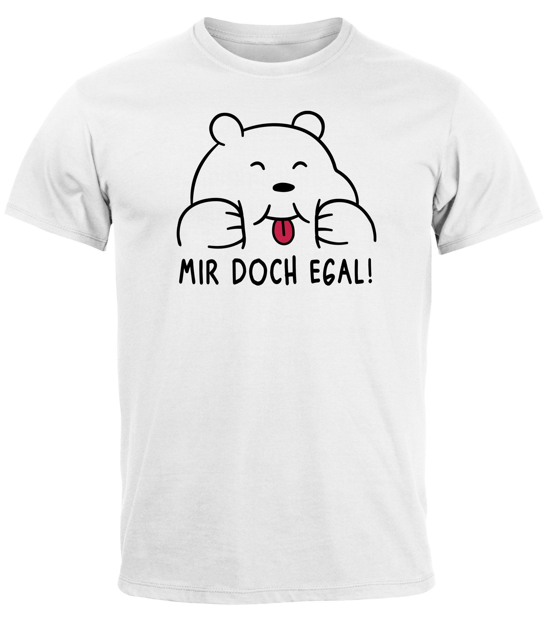 Print-Shirt Herren T-Shirt Fun Mortiv Bär Spruch lustig Mir doch egal Statement