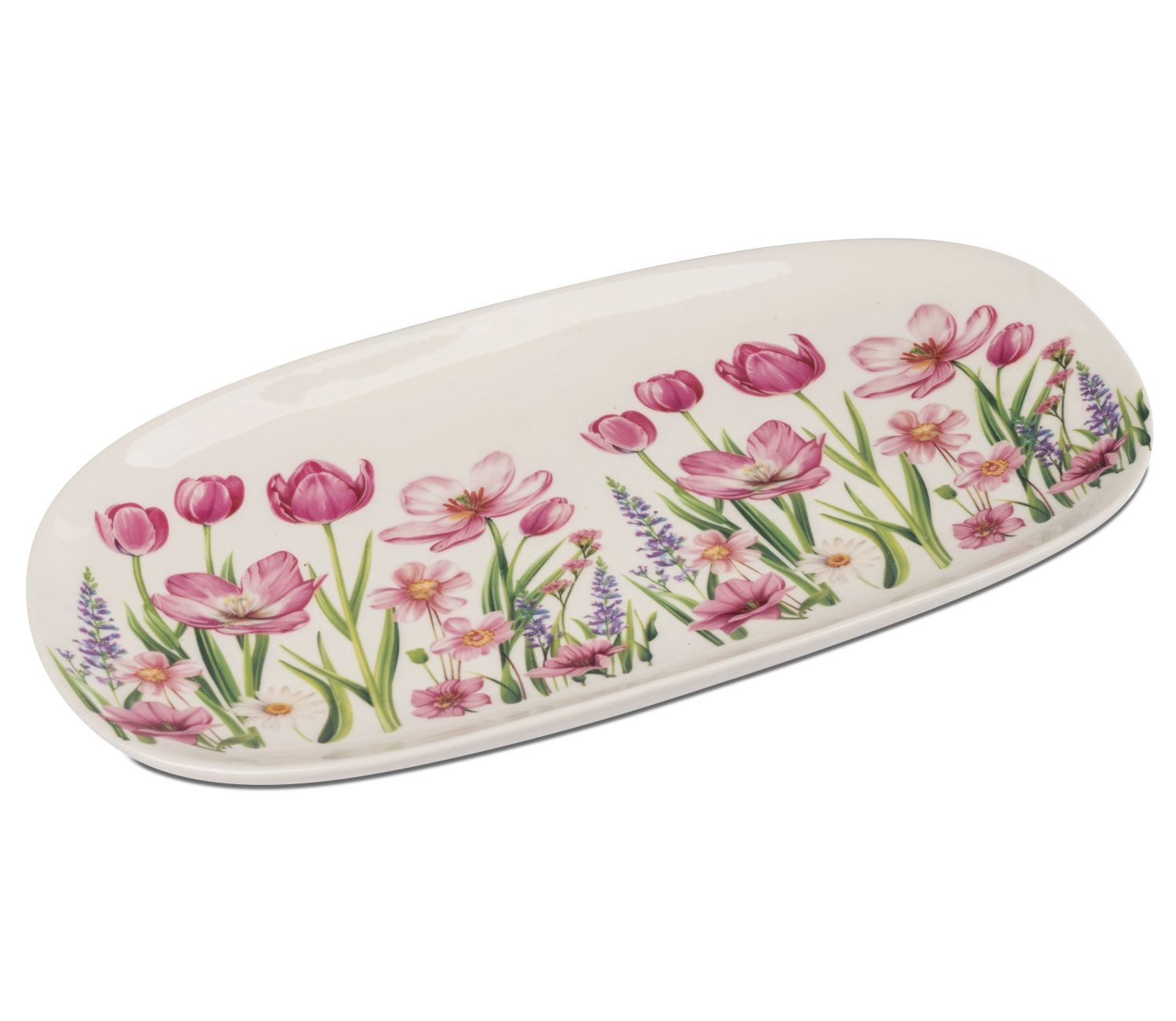 formano Dekoteller Blumenzeit, Höhe: 3cm, Farbe: Weiß, Motiv: Blumen