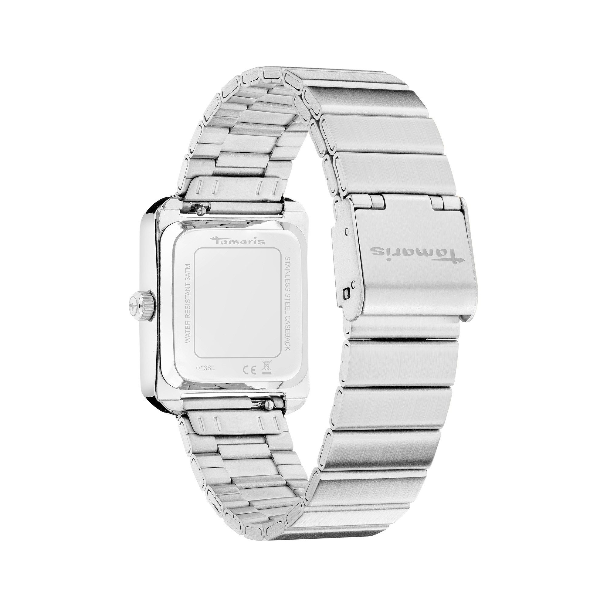 Tamaris Quarzuhr The Square Retro Strap TT-0138-MQ, Armbanduhr, Damenuhr, Edelstahlarmband, analog