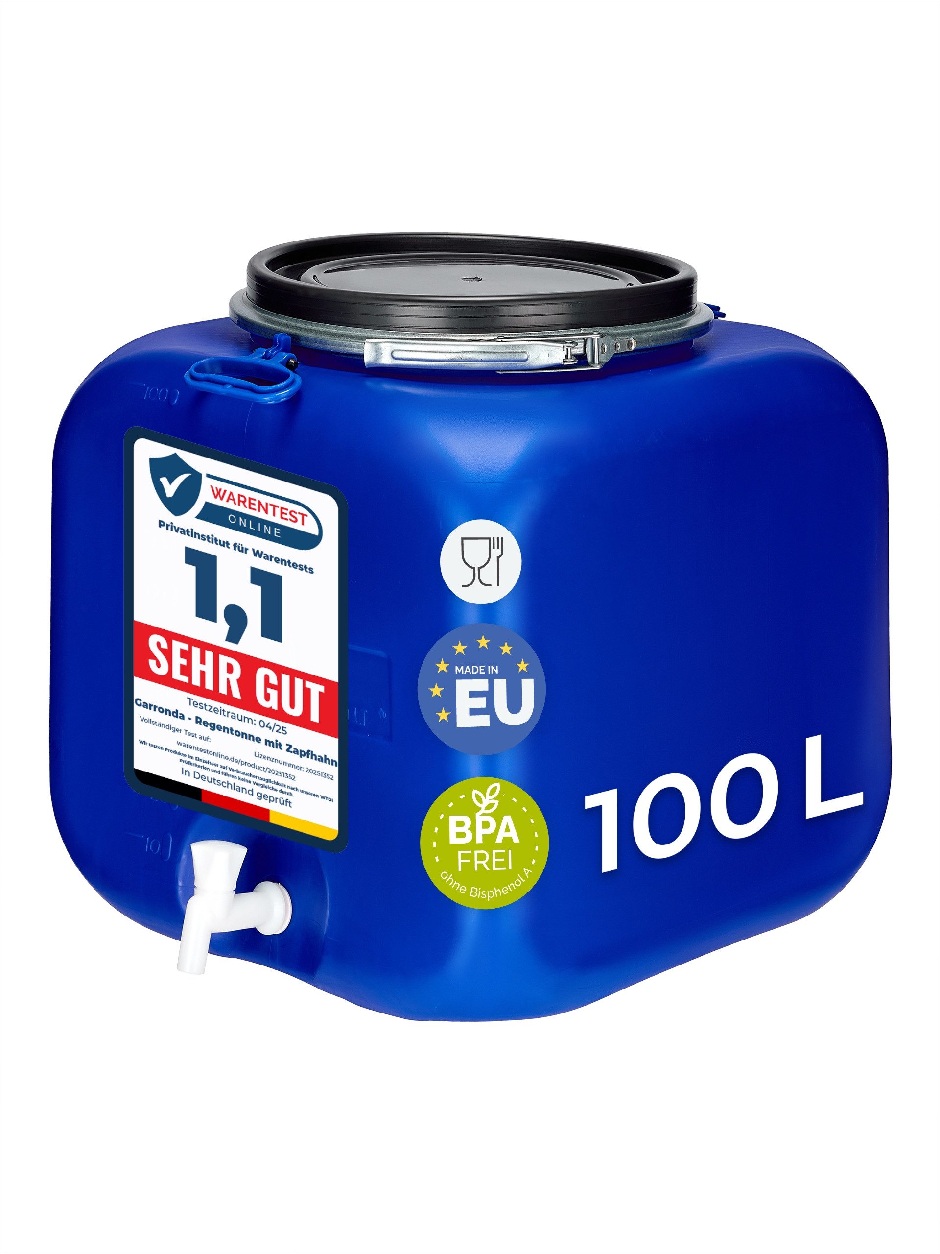 Garronda Regentonne 100L Weithalsfass mit Deckel Hahn quadratisch für Garte günstig online kaufen